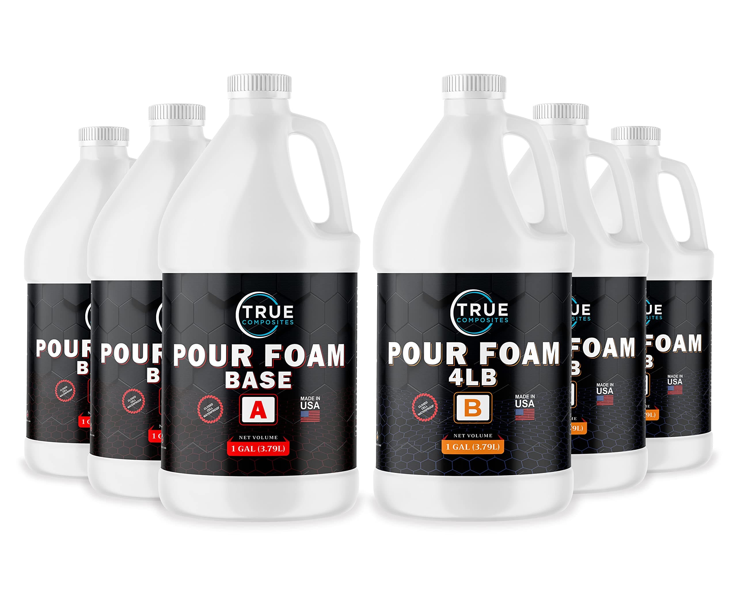 Liquid Urethane Pour Foam Base-2 Part Closed Cell Rigid Pour Foam-4 lb Density-Fast-Acting Formula-Boat Buoyancy, Flotation, Filling, Soundproofing & Insulation-6 Gallon Kit