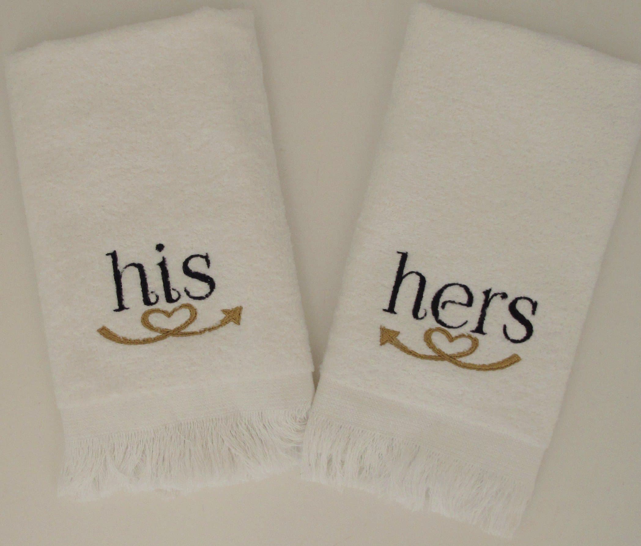 HIS HER TOWEL TOWEL SET (GOLD) EMBROIDERY