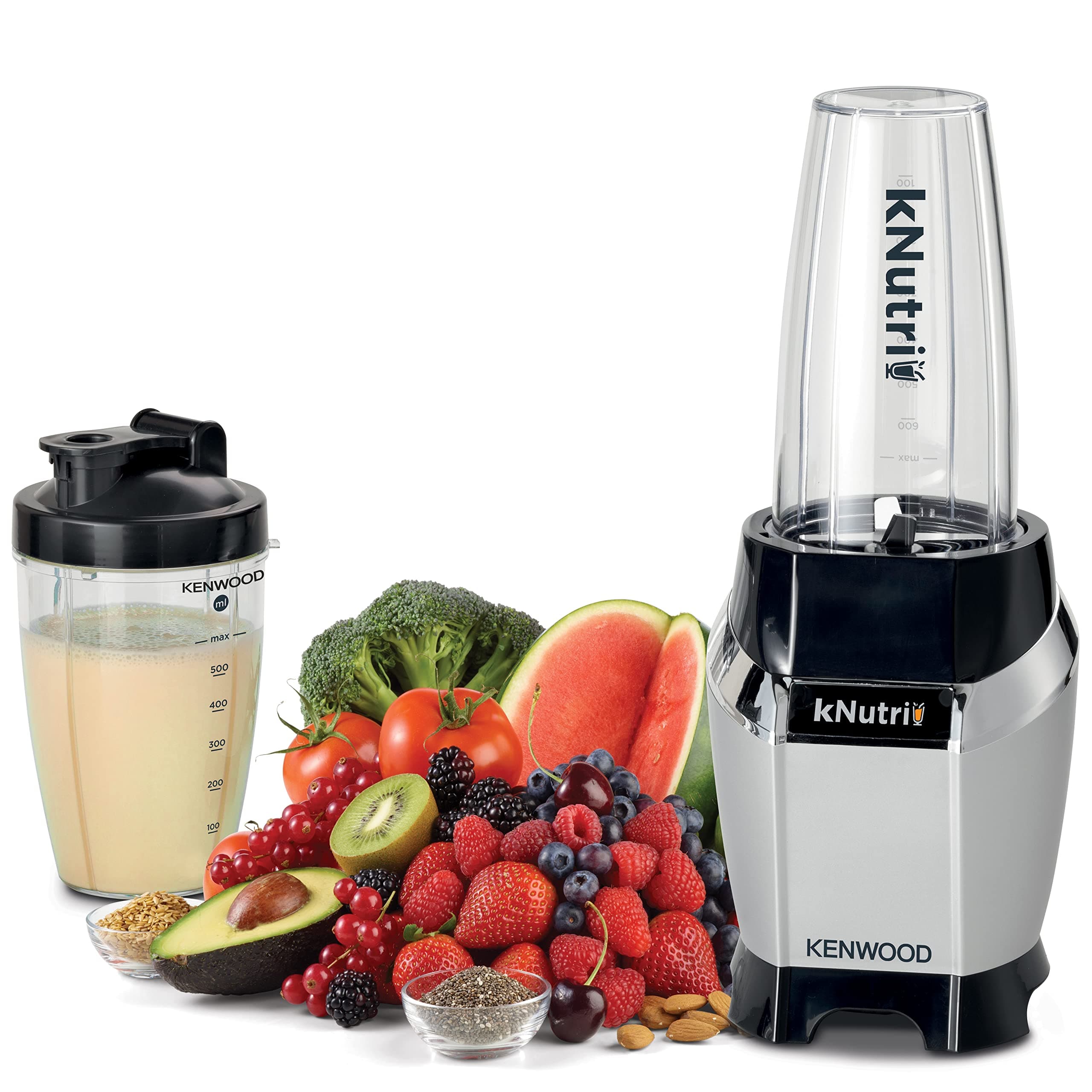 Personal Blender 600W Smoothie Blender/Smoothie Maker With 700Ml & 600Ml Tritan Smoothie2Go Bottle And Lid, Ice Crush Function Bsp70.180Si Black/Silver