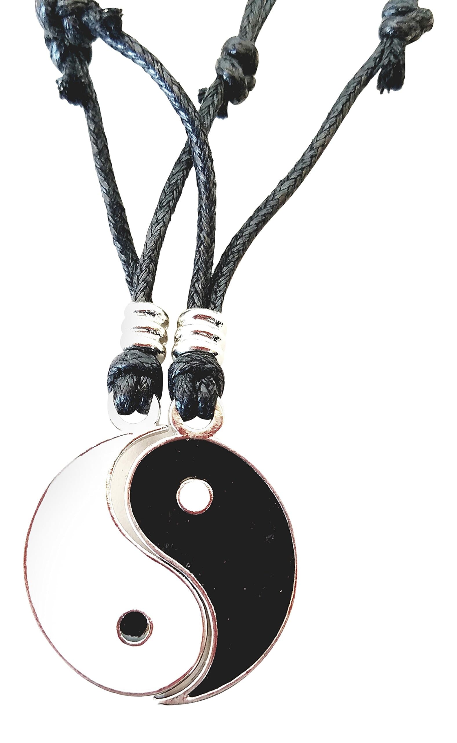 Best Friends Yin Yang Necklace Set With Adjustable Black Slider Cords