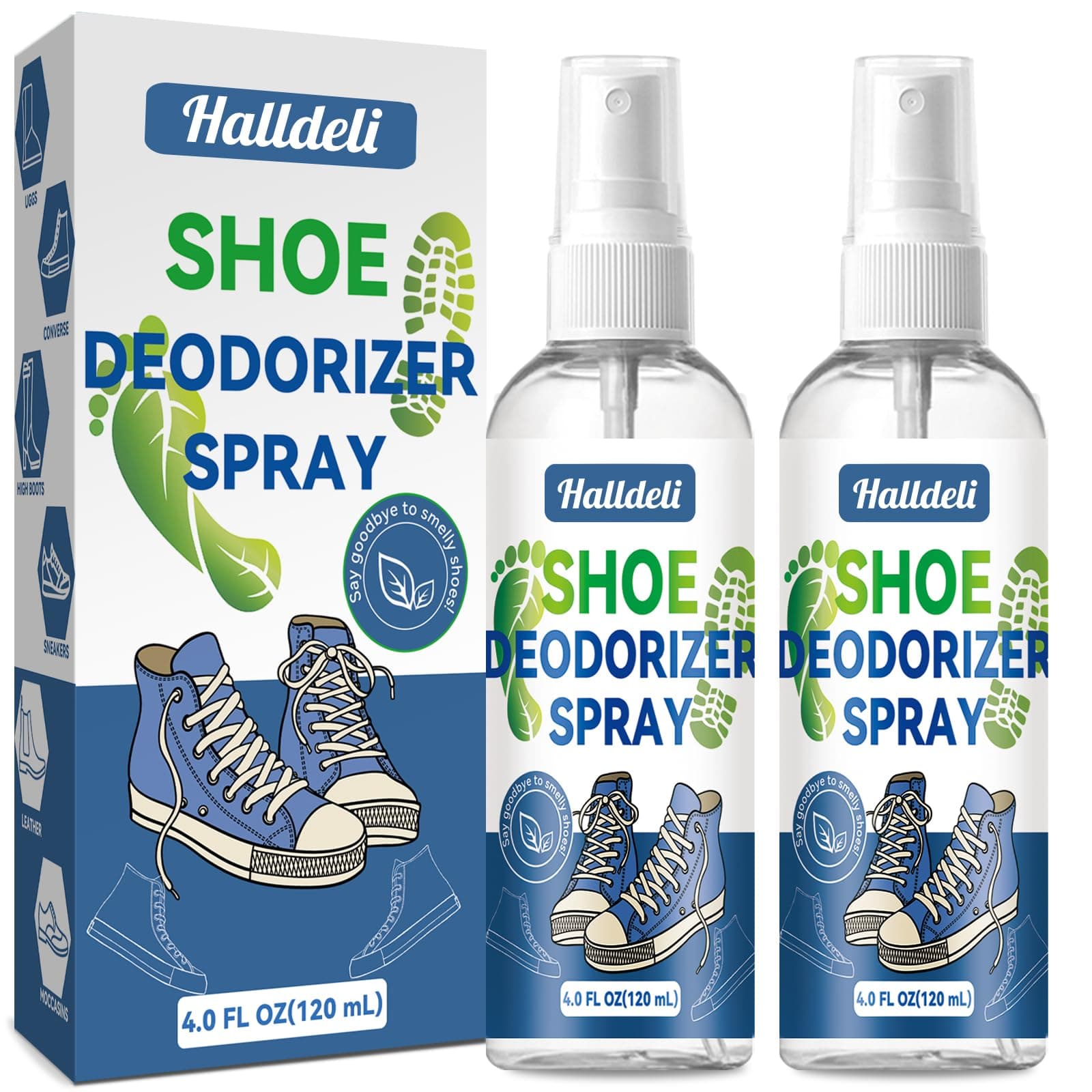 Shoe Deodorizer Spray, 2 Pack Natural Odour Eliminator for Smelly Feet, Shoes and Gym Bags, Foot Deodorant Fights Odour for Men and Women, Natural Shoe Spray Fights Odour and Stink