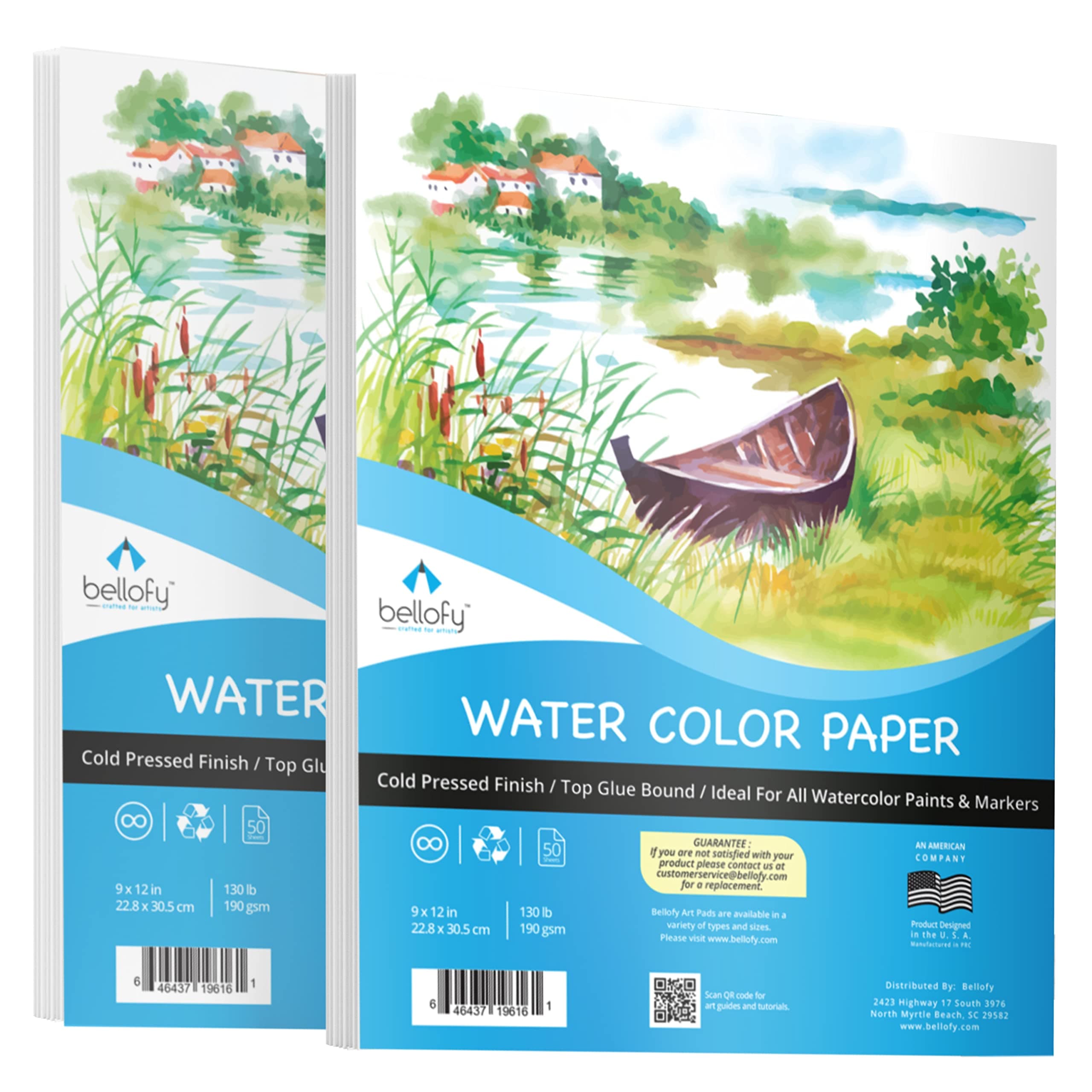 2X Watercolor Paper Pad, 100 Sheets, 9x12 Inches | Ideal for Kids, Artists & Beginners Love | Watercolor Sketchbook for Watercoloring Techniques | Great Gift Idea