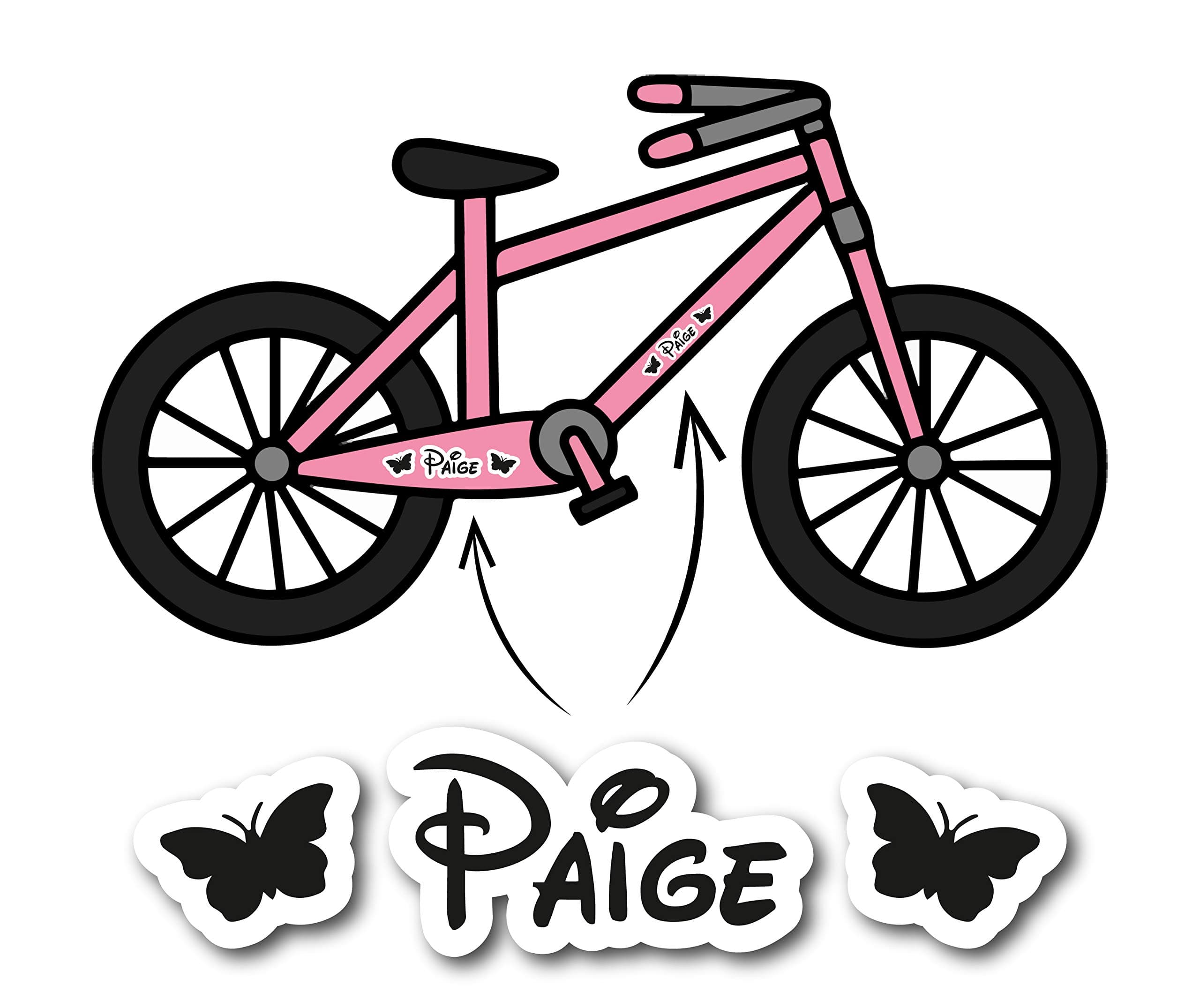 2X Personalised Bike Frame Vinyl Decal Sticker Child's Kids Bicycle Name Trike (Butterfly's)