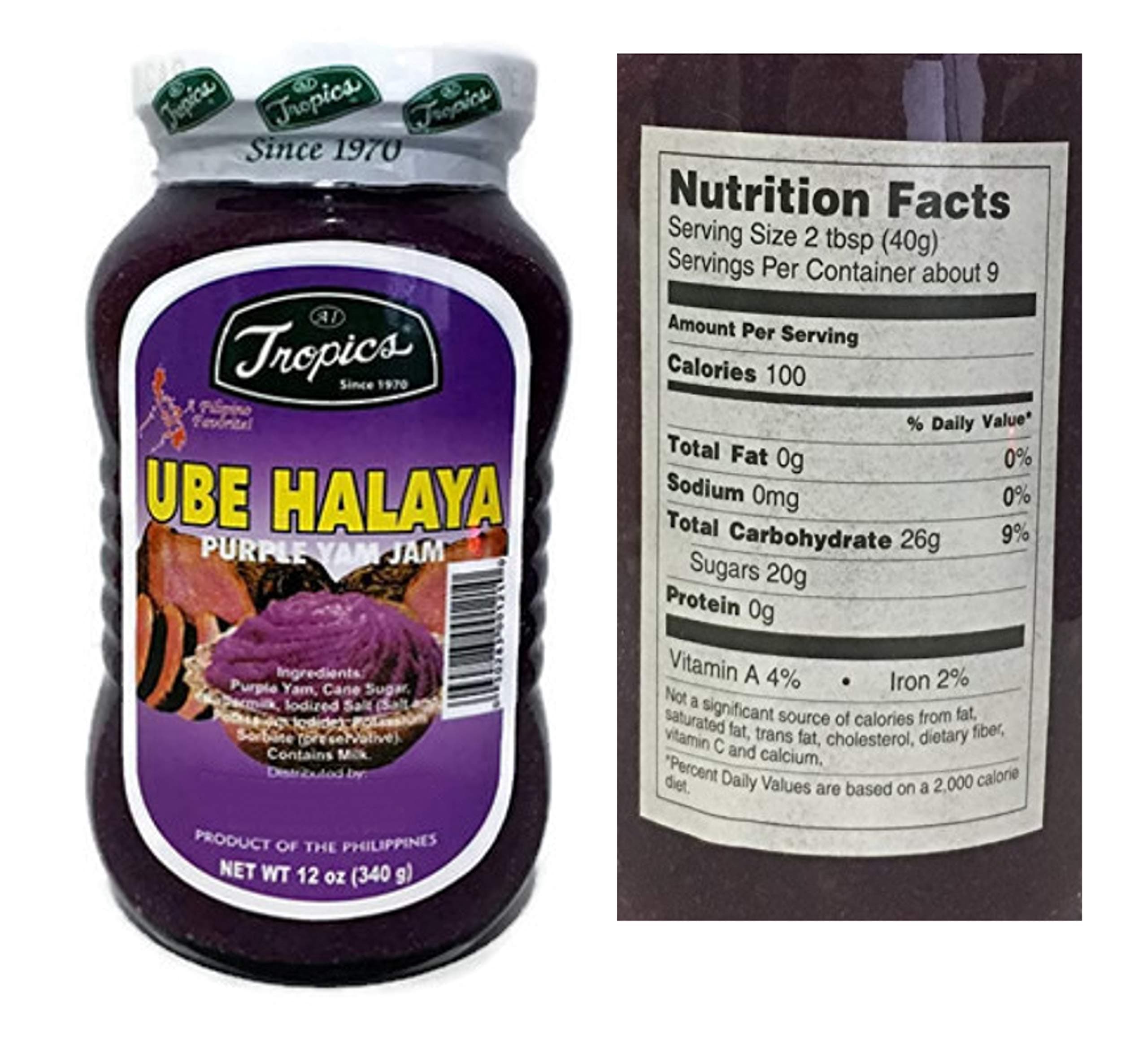 Tropics Ube Halaya Purple Yam Jam 12oz x 2 bottles in a pack