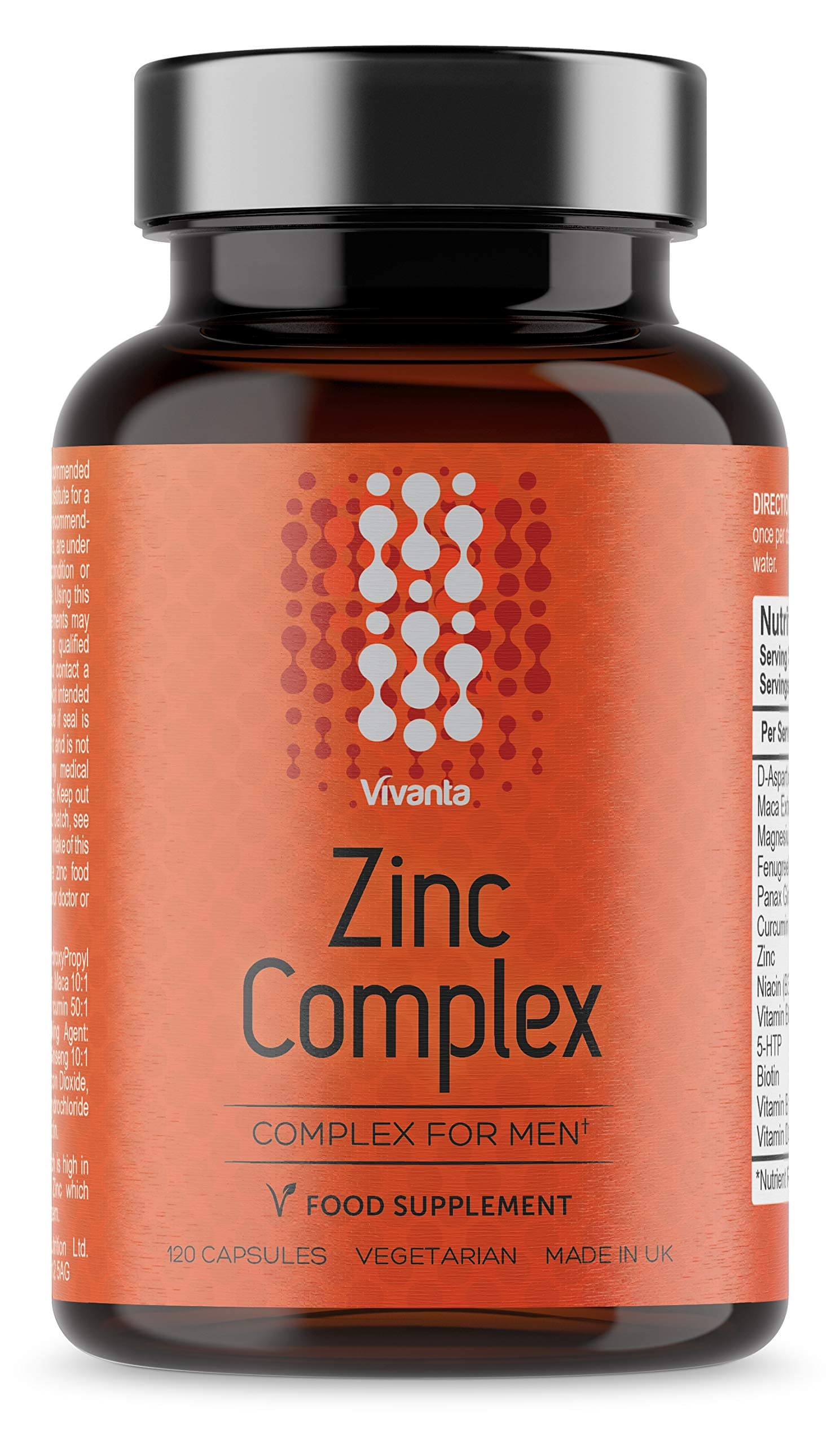 Zinc Complex for Men - 30mg Zinc (300% NRV) - High Strength Zinc Blend - for The Immune System and Wellbeing - 120 Vegetarian Capsules
