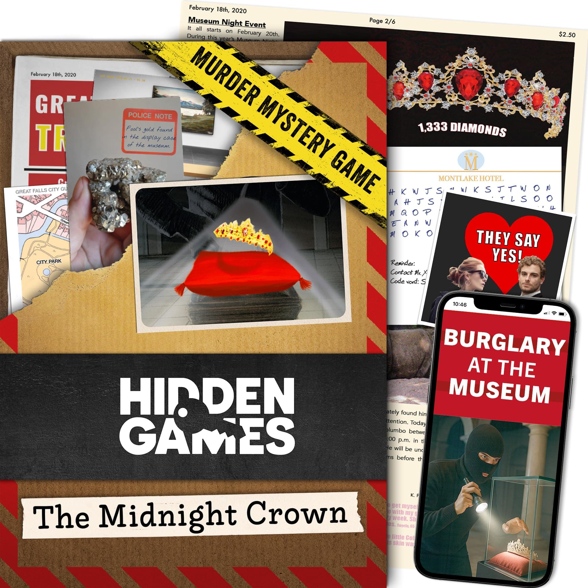 Hidden Games Crime Scene - Case No. 2 - The Midnight Crown - USA - Realistic Crime Scene Game, exciting Detective Game, Murder Mystery Game