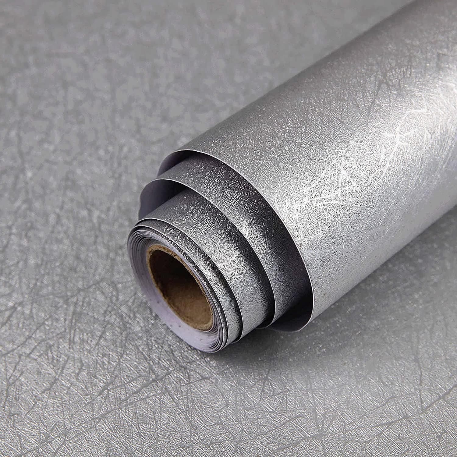 ZANIC Grey Silk Wall Stickers Embossed Self Adhesive Peel and Stick Removable Kitchen Vinyl Black Cabinet Furniture Textured (Grey, 4)