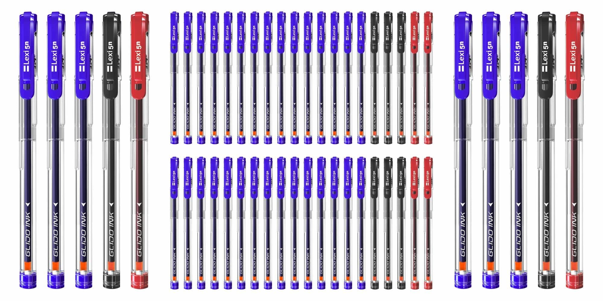 Lexi 5n I School Pen I Office Pen I Pocket Ball Pen I Blue, Black & Red Ink Color_ Pack of 30 Ball Pen I 3 Set of 10 Pcs Pouch Pack