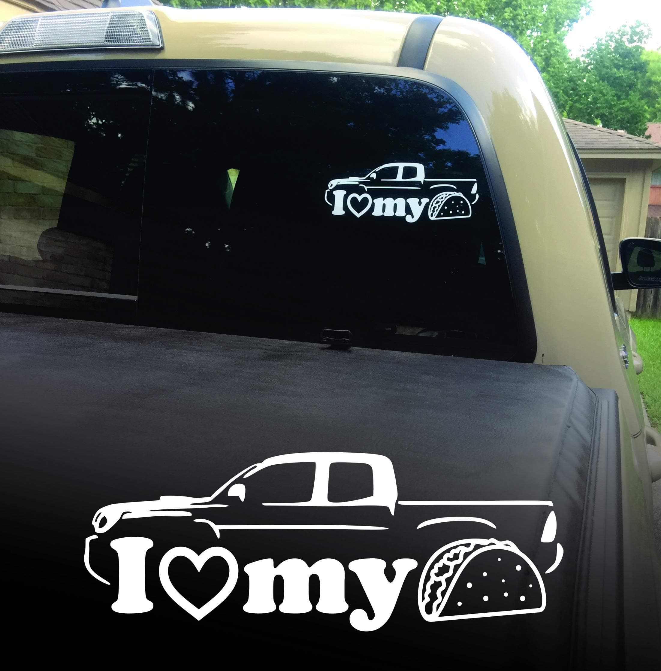 I Love My Taco Vinyl Decal Sticker for Toyota Tacoma Truck Windshield or Tailgate | 8" x 3" inch White Die Cut 6+ Year Automotive Window Graphic, Vehicle Accessories
