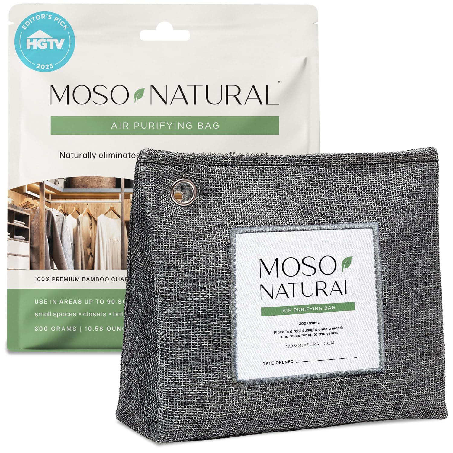 Air Purifying Bag 300g (10.58oz) Premium Bamboo Charcoal Odor Absorber for Home & Pet, Closet Odor Eliminator & Small Room Deodorizer, Charcoal Bags Last 2 Years, Unscented