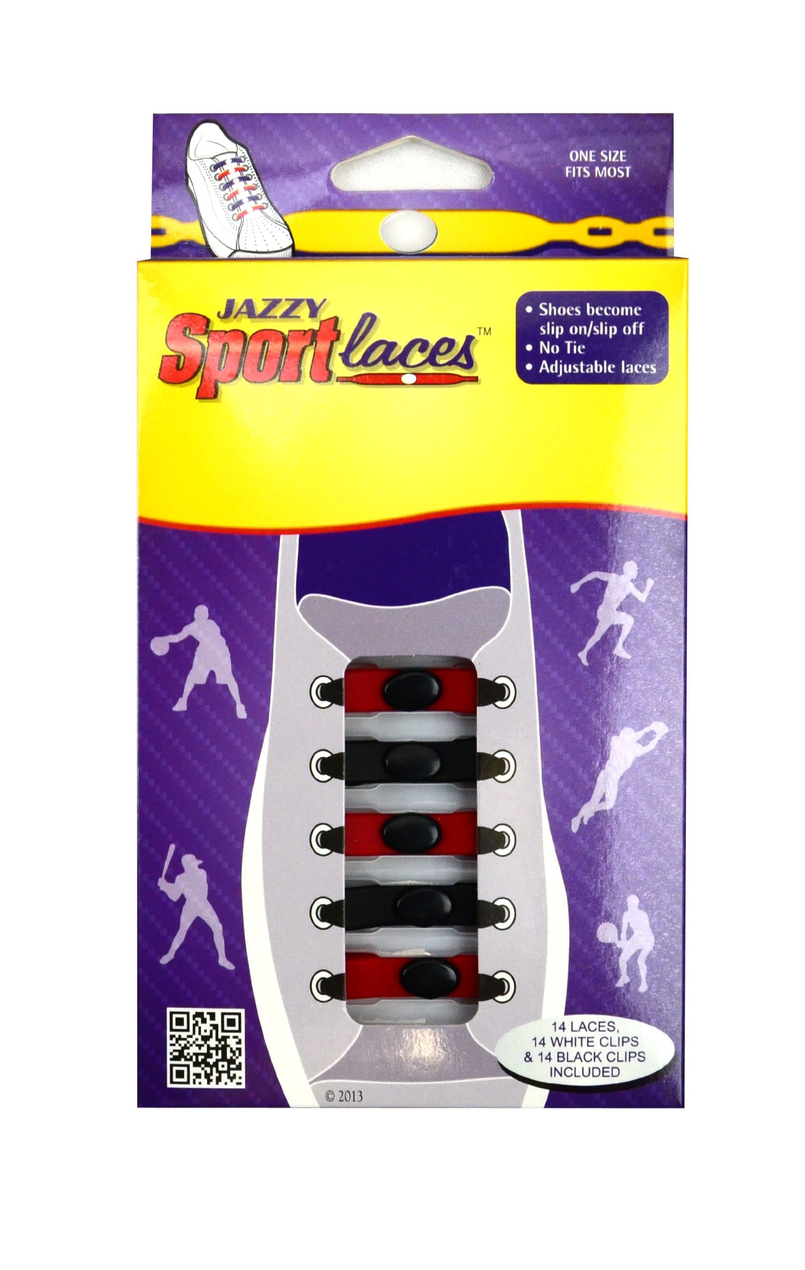 Jazzy Sport Laces - No Tie - 29 Fanwear Colors (Red/Black)
