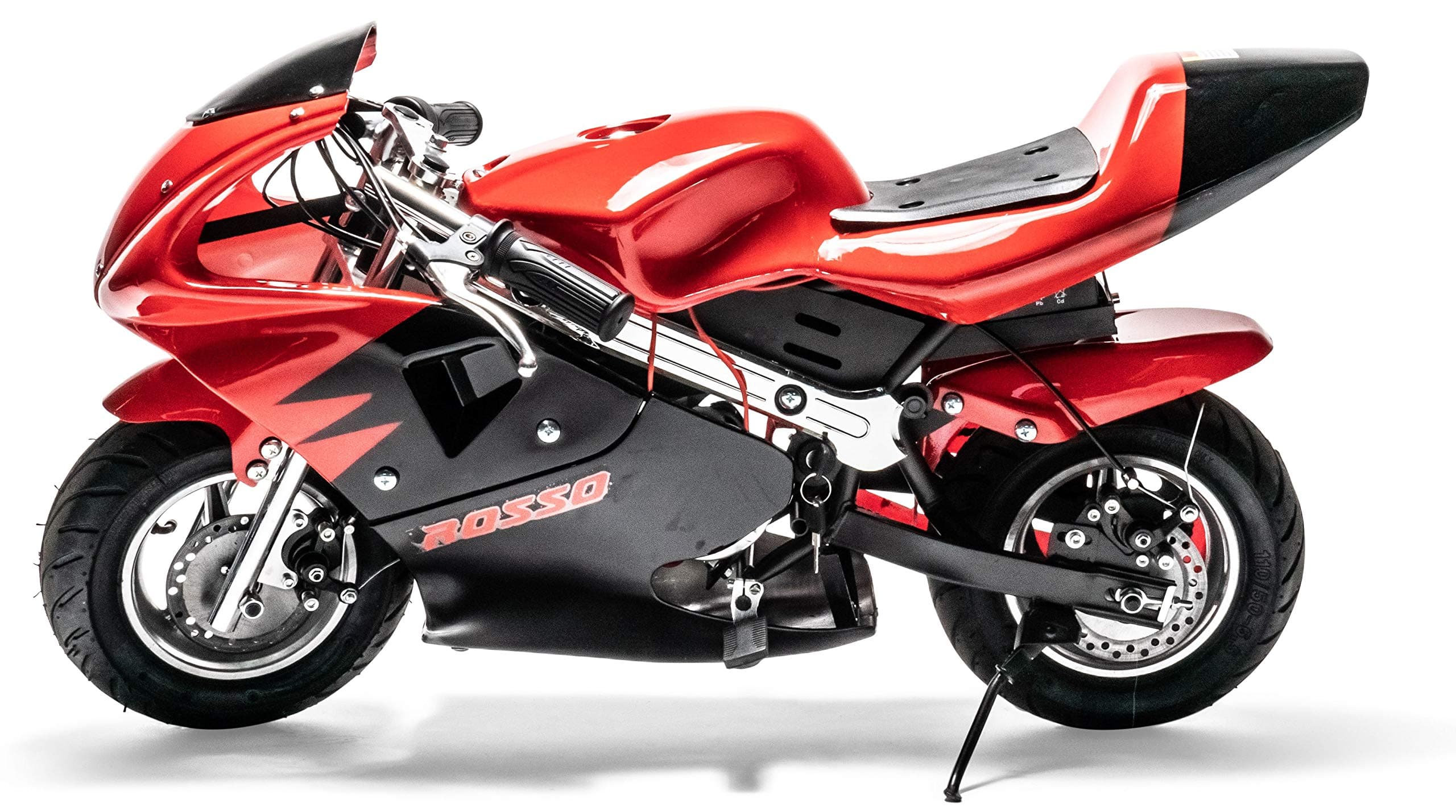 Rosso Motors Motorcycle Kids Mini Pocket Bike Ride On with 1000W 36V Battery Electric Power Lights in Red Black for Kids, 3-Speed Control for Child Safety