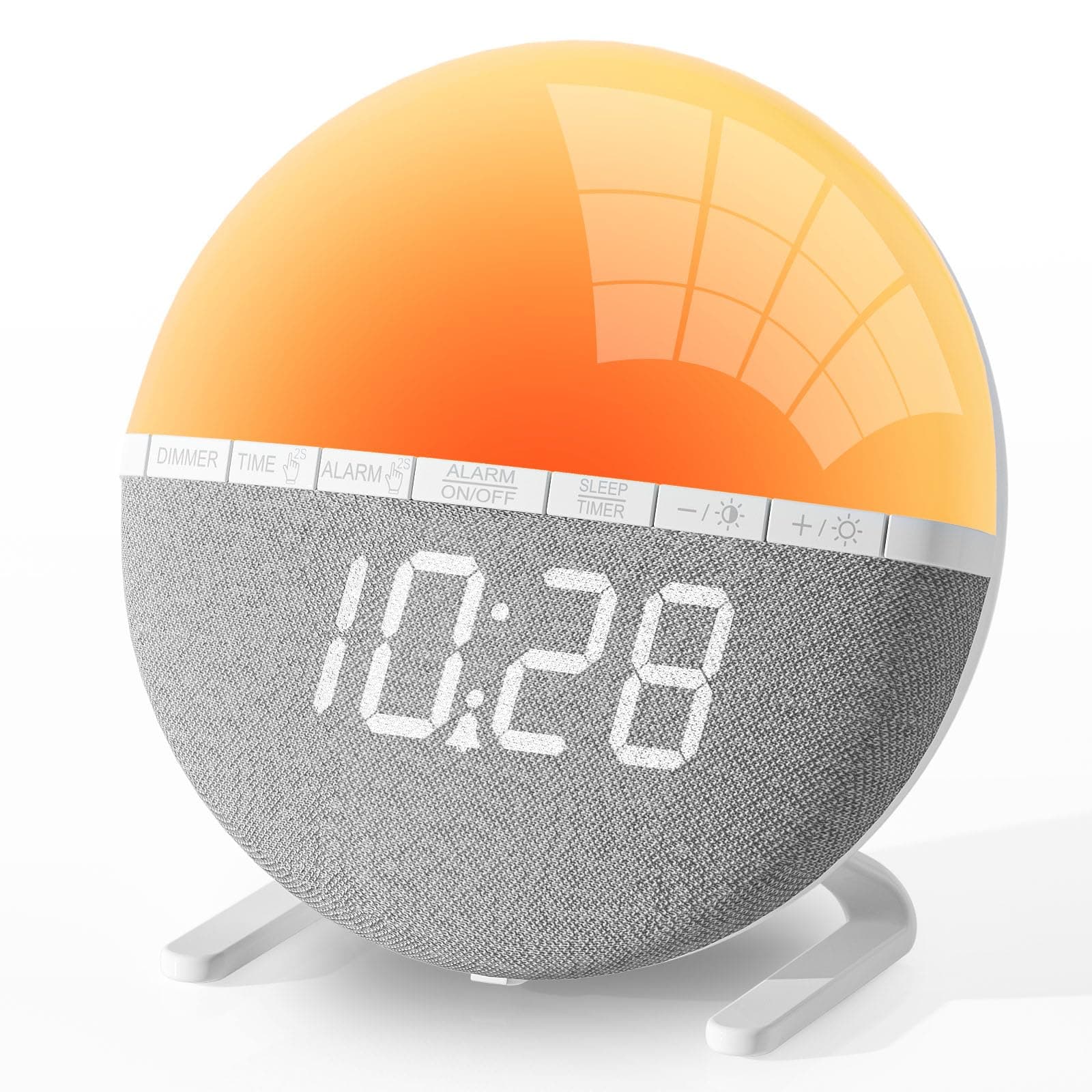 – AFEXOA Wake Up Light Sunrise Alarm Clock for Kids, Adults, Heavy Sleepers, Bedroom, Sunlight Alarm Clock with Sunrise Simulation, Snooze, 7 Ringtones, Sleep Aid, 9 Colors Night Light, Ideal for Gift