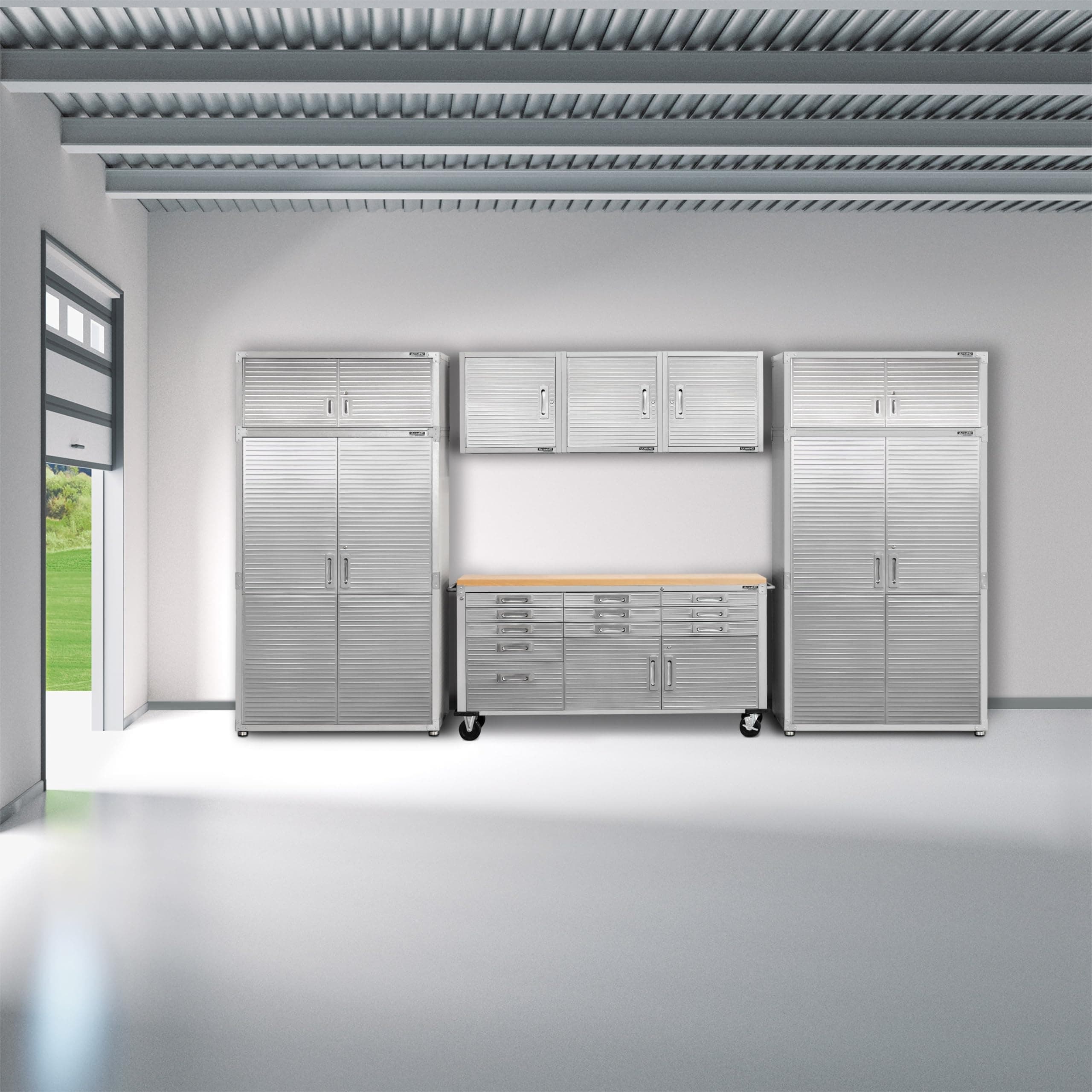 UltraHD® 8-Piece Storage Cabinet with Rolling Workbench