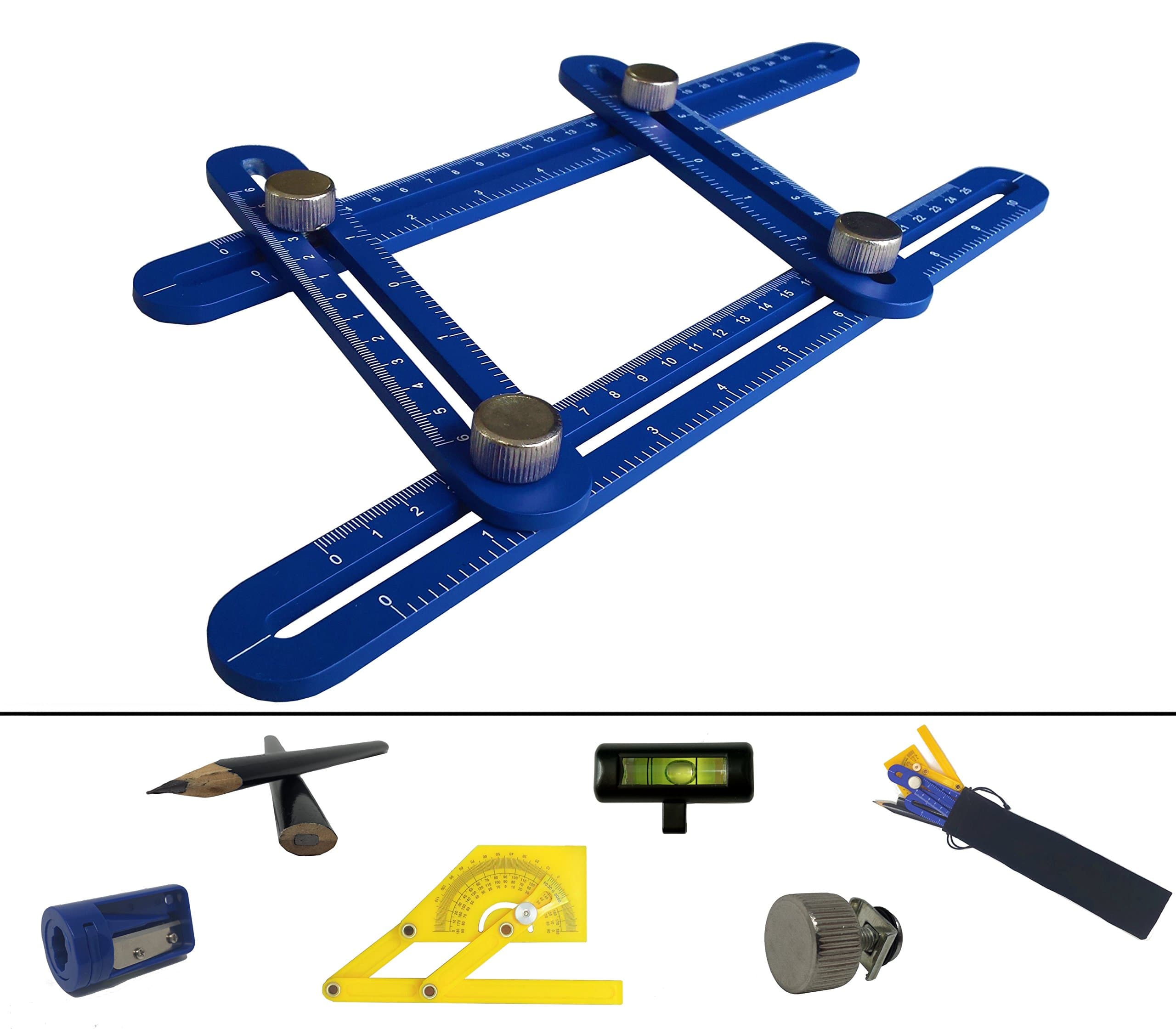 Universal Angularizer Template Tool | Adjustable Aluminum Alloy Multi Angle Measuring Ruler | Professional Any Angle Metal Multi Function Construction Ruler Set