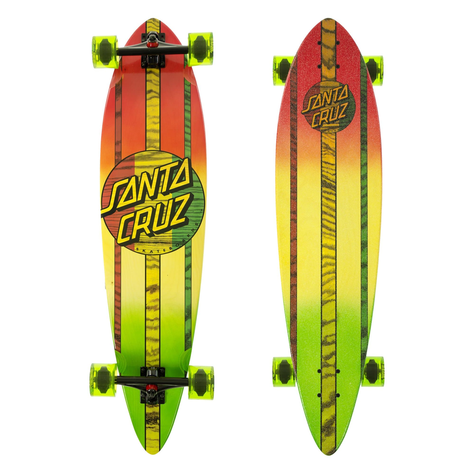 Santa Cruz Mahaka Rasta Fade Pintail Longboard 9.5 x 39.0 Inches