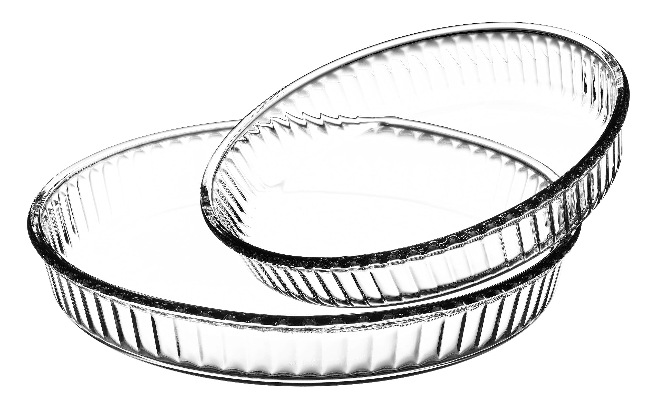 Borcam 1690038 Set of 2 Round Clear Class Tart Dishes, 32 x 32 x 5cm