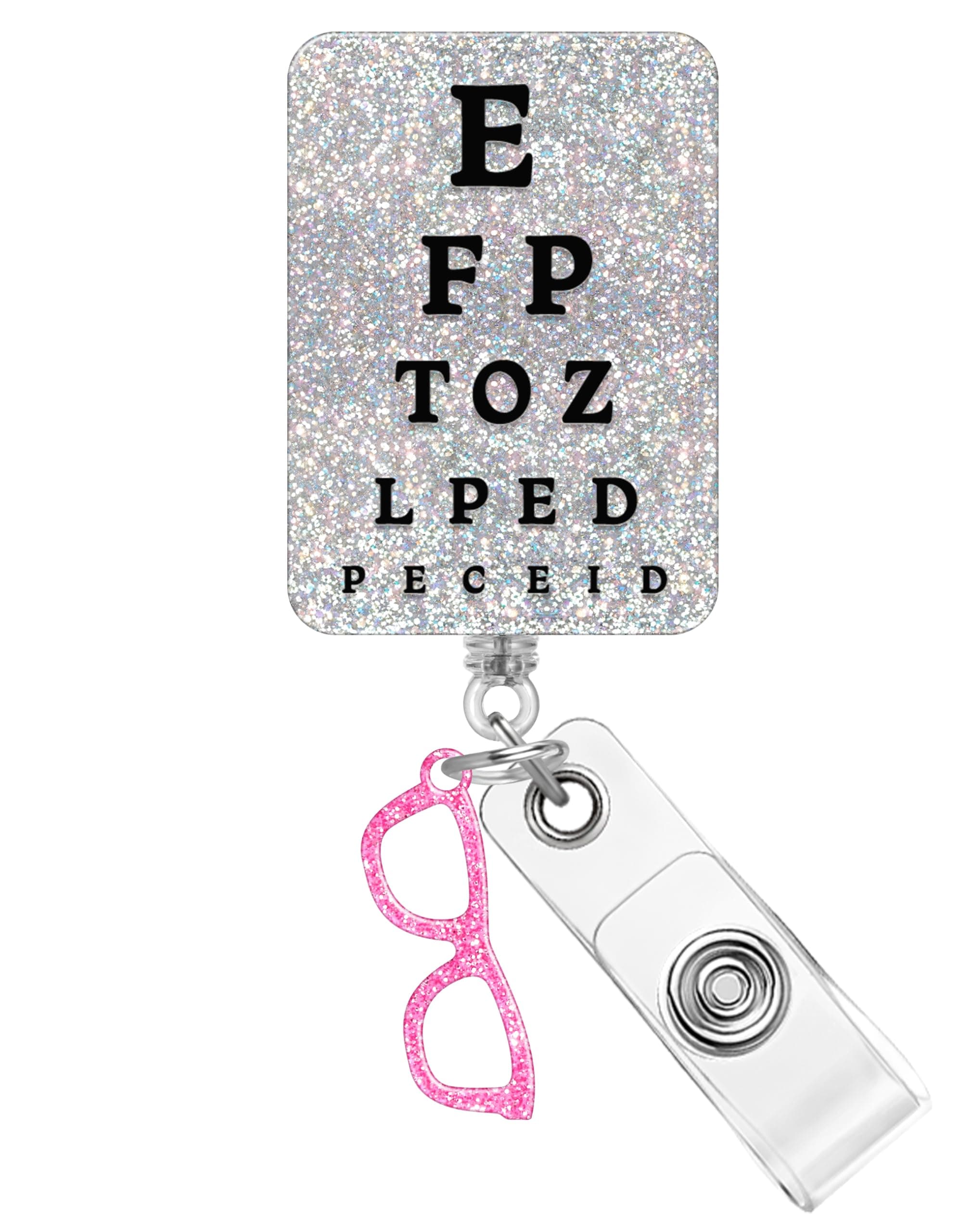 Plifal Badge Reel Holder Retractable with ID Clip for Nurse Nursing - Eye Chart Cute Name Tag Card Funny Accessories with Alligator Clip for Office Student Work Hospital