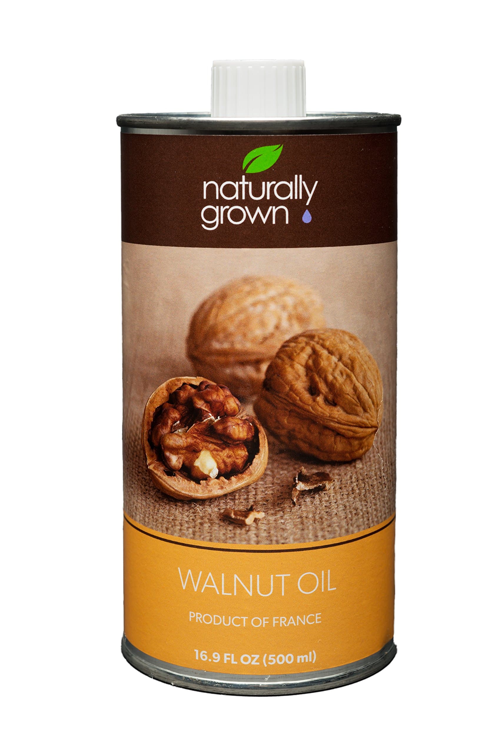 Naturally Grown Walnut Oil, 16.9 Oz. (500ml) Tin Can, Made in France
