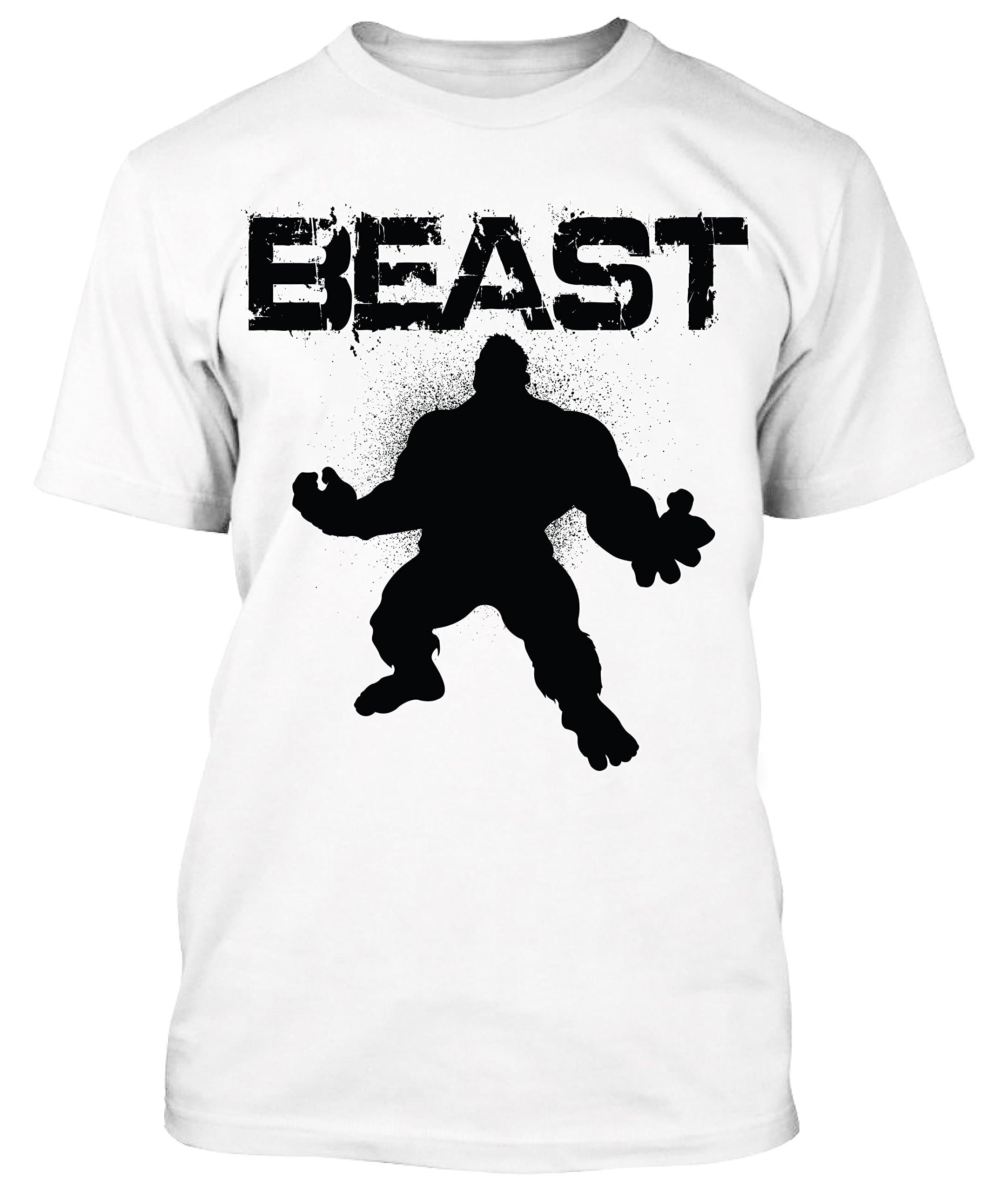 New Generation Apparel Beast Shirt Work Out Gym Wear (White, 3XL)