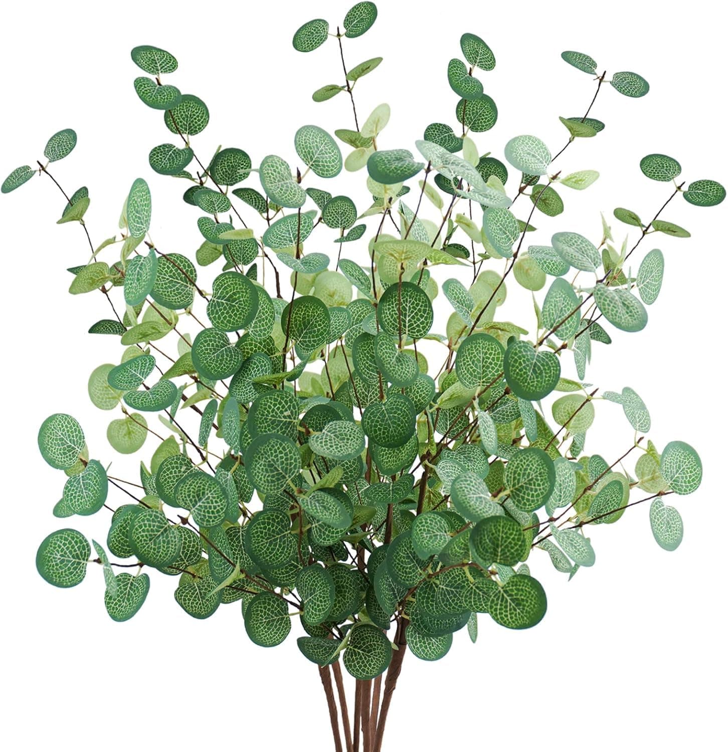 Agusbagli 6 Pcs Artificial Eucalyptus Leaves 28'' Tall Faux Silver Dollar Eucalyptus Leaf Branches Greenery Stems Decorations for Home Wedding Party Centerpieces Floral Arrangements