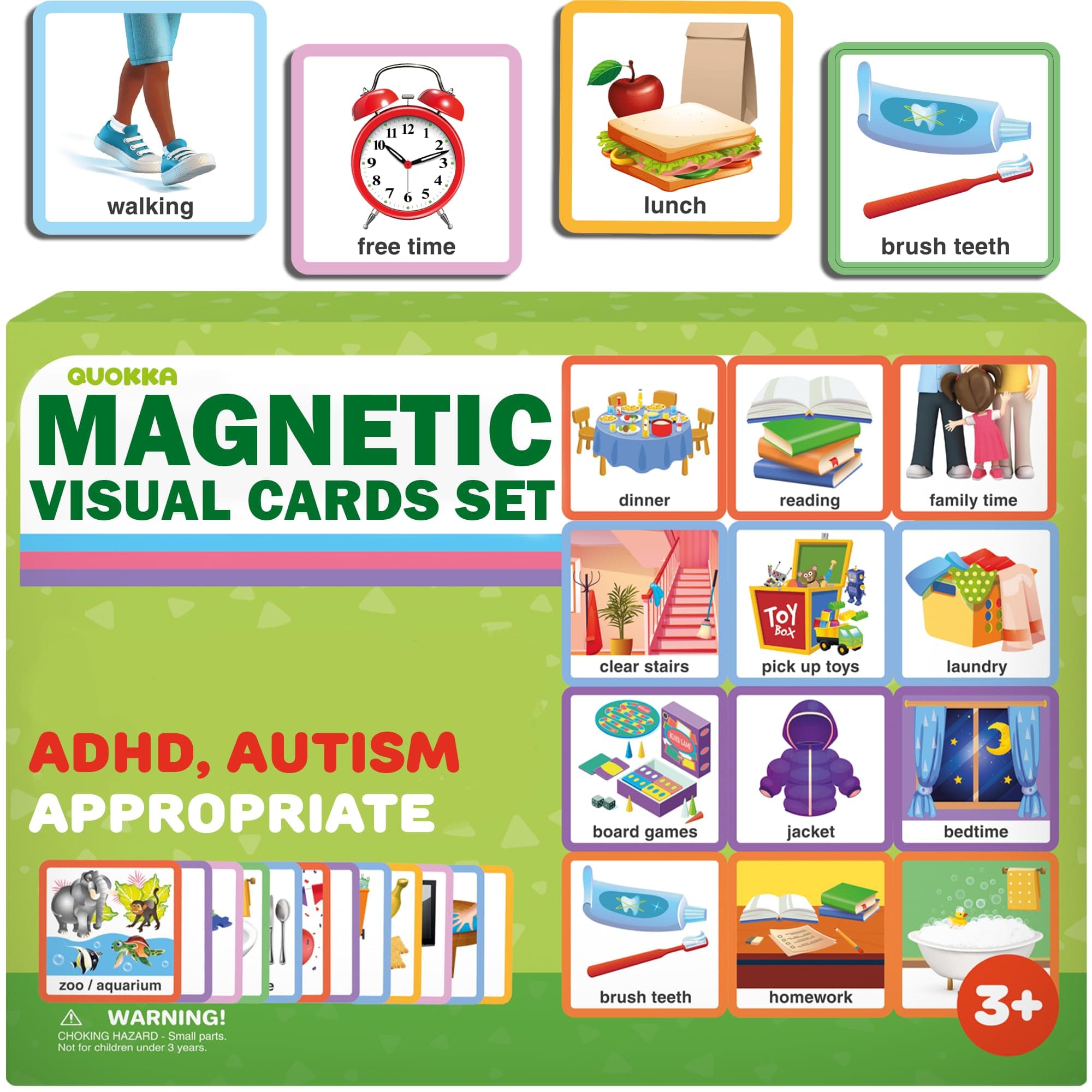 QUOKKA 95 Reward Chore Chart Cards for Kids - Toys for Autistic Children Age 5-7 ADHD Tools - Behavior Visual Schedule for Toddler at Home - Routine Responsibility Board Autism Learning Materials