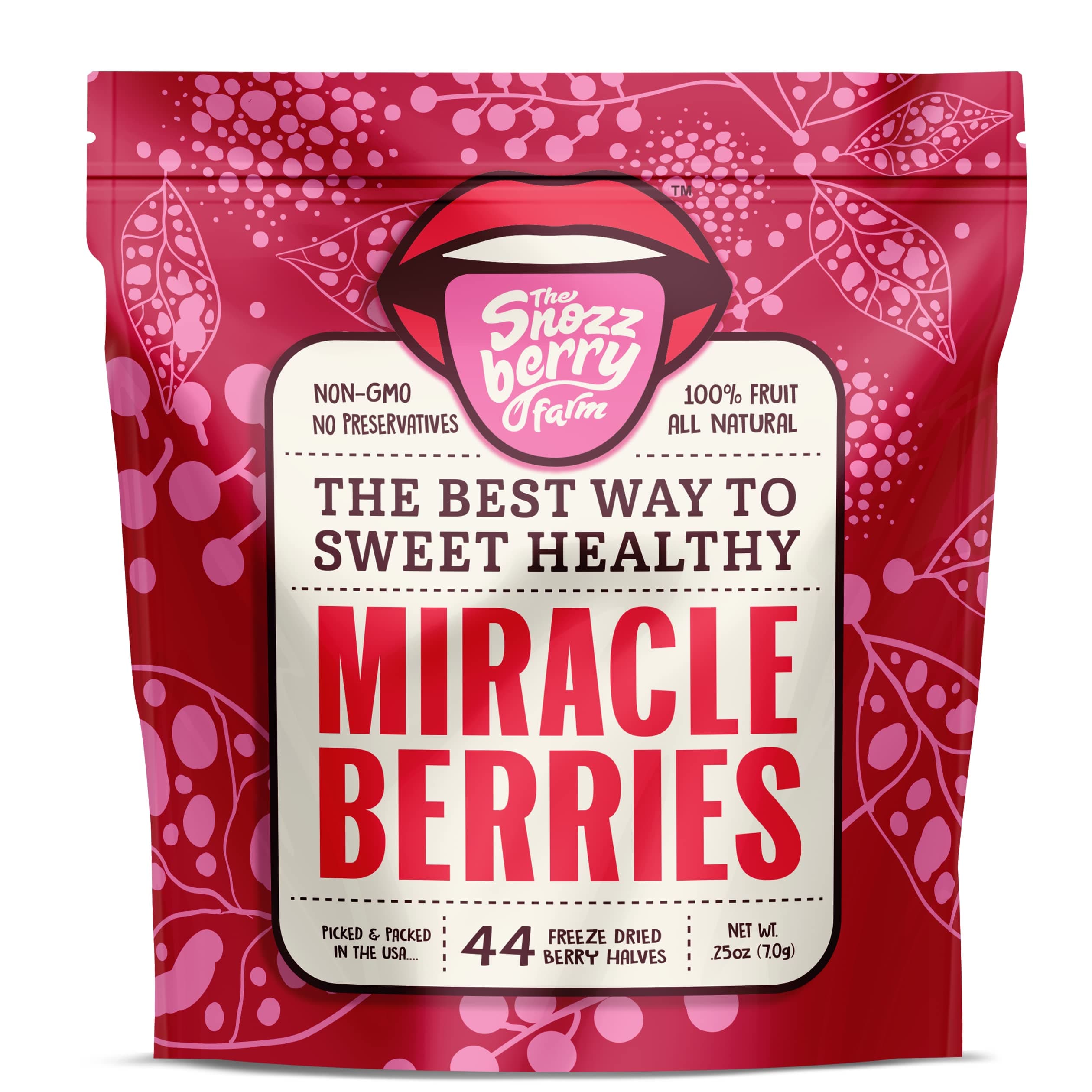 THE SNOZZBERRY FARM Miracle Berries by Snozzberry Farm,44 berry halves,Freeze-dried, Grown in the USA,Turn Sour Sweet,Best Value In The Marketplace