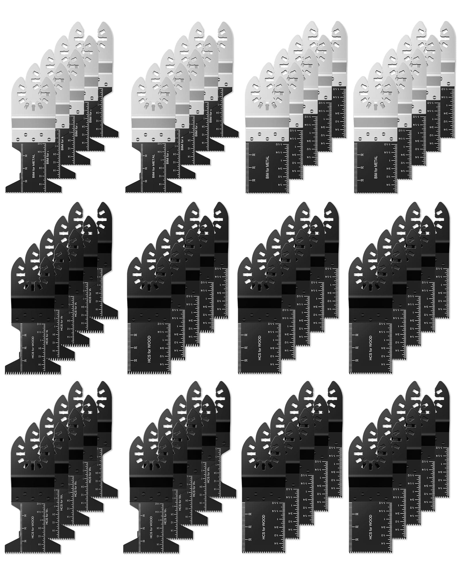 60Pcs Oscillating Tool Blades, Universal Metal Wood Plastic Multitool Blades Quick Release Saw Blades Compatible with Fein Multimaster, Milwaukee, Makita, Bosch, Dewalt, Ryobi, Craftsman
