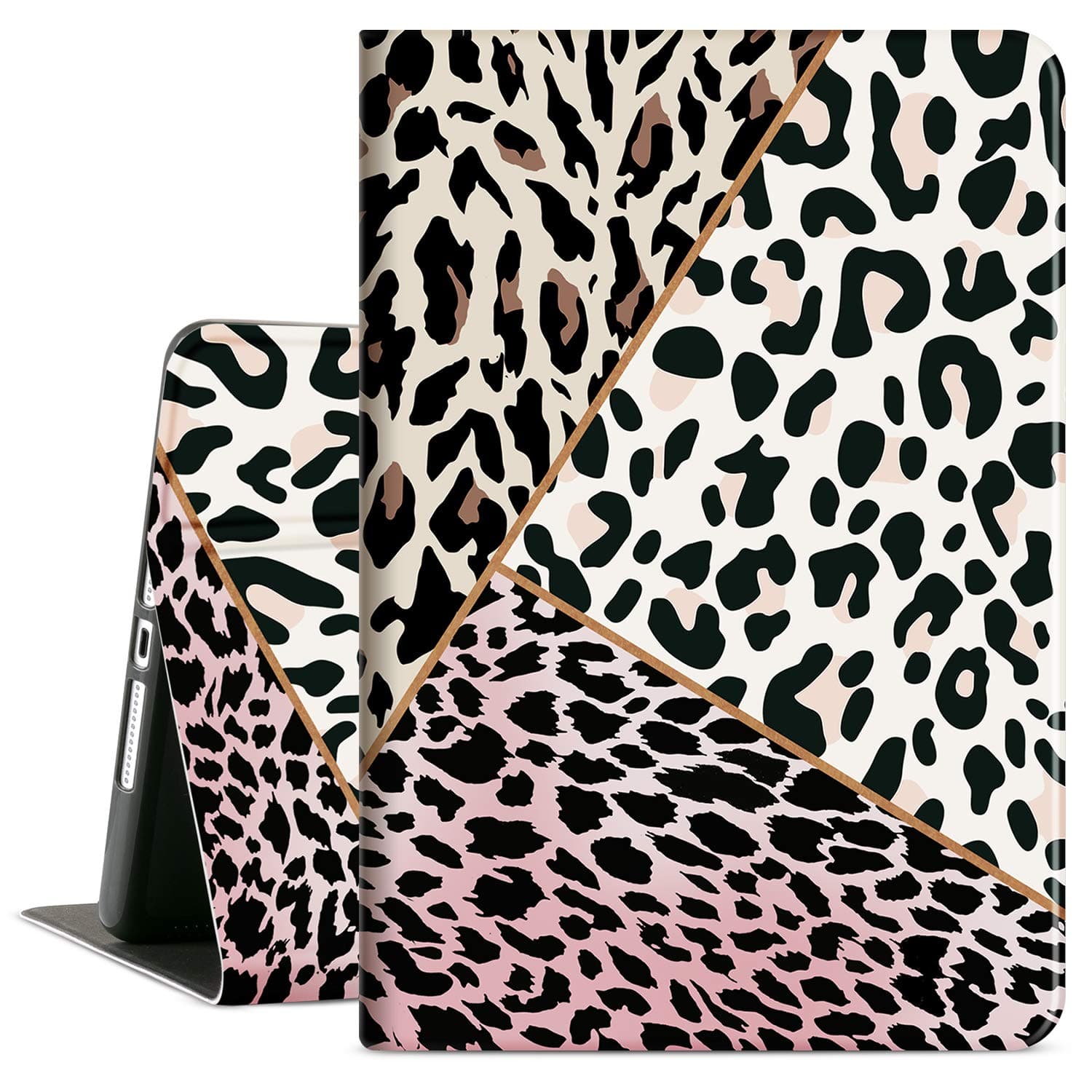 Case for iPad 9th Generation, Case for iPad 8th/7th Generation, Case for iPad 10.2 Inch Multi-Angle Viewing Case with Adjustable Stand Auto Wake/Sleep,Leopard