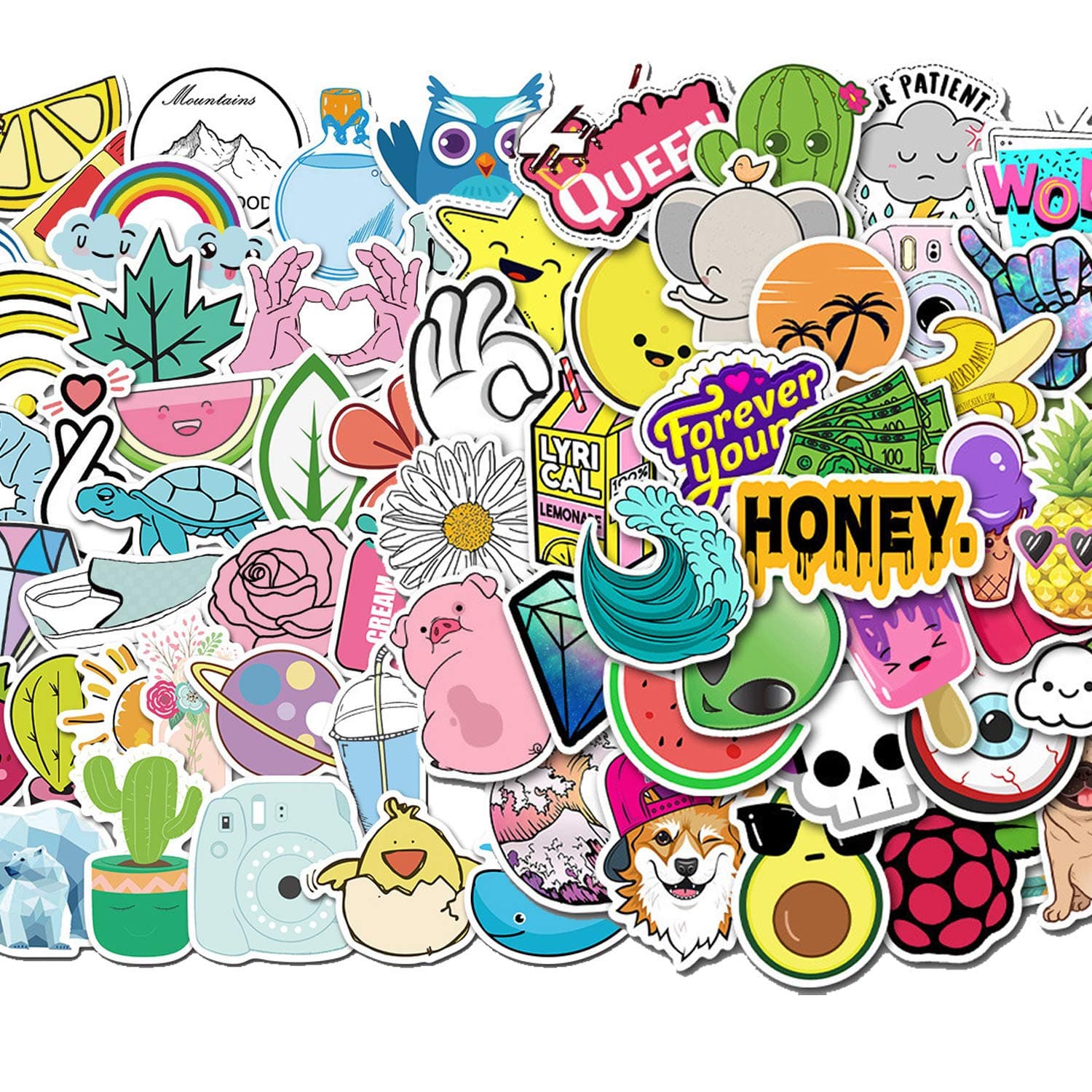 100PCS Water Bottle Stickers for Laptop,Cellphone,Computer,Skateboard,Guitar,Luggage,Car,Fridge,Cup,Bike,Helmet Decals,Waterproof PVC Stickers Gifts for Kids Adults Teens Girls Boys