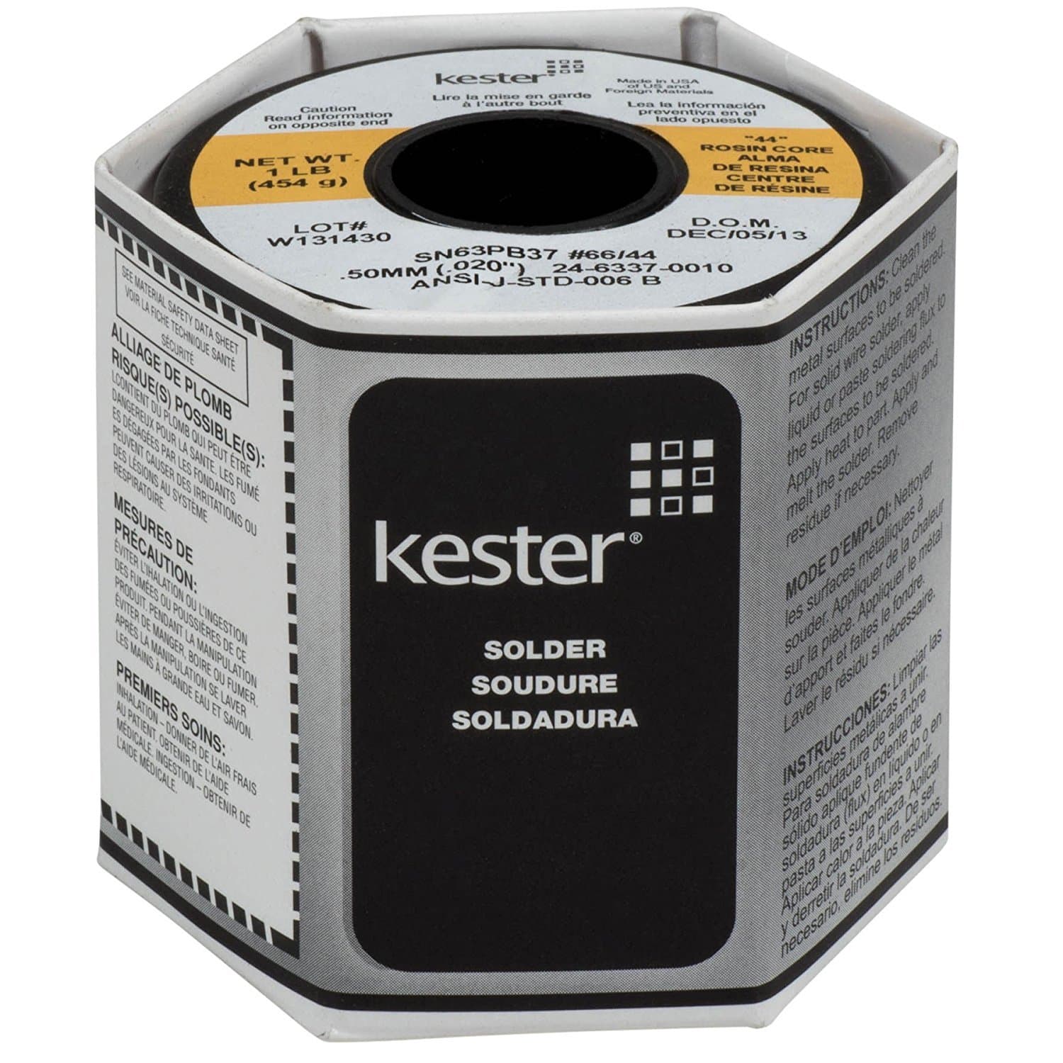 Kester 44 Rosin Core Solder 63/37 .020 1 lb. Spool by Kester