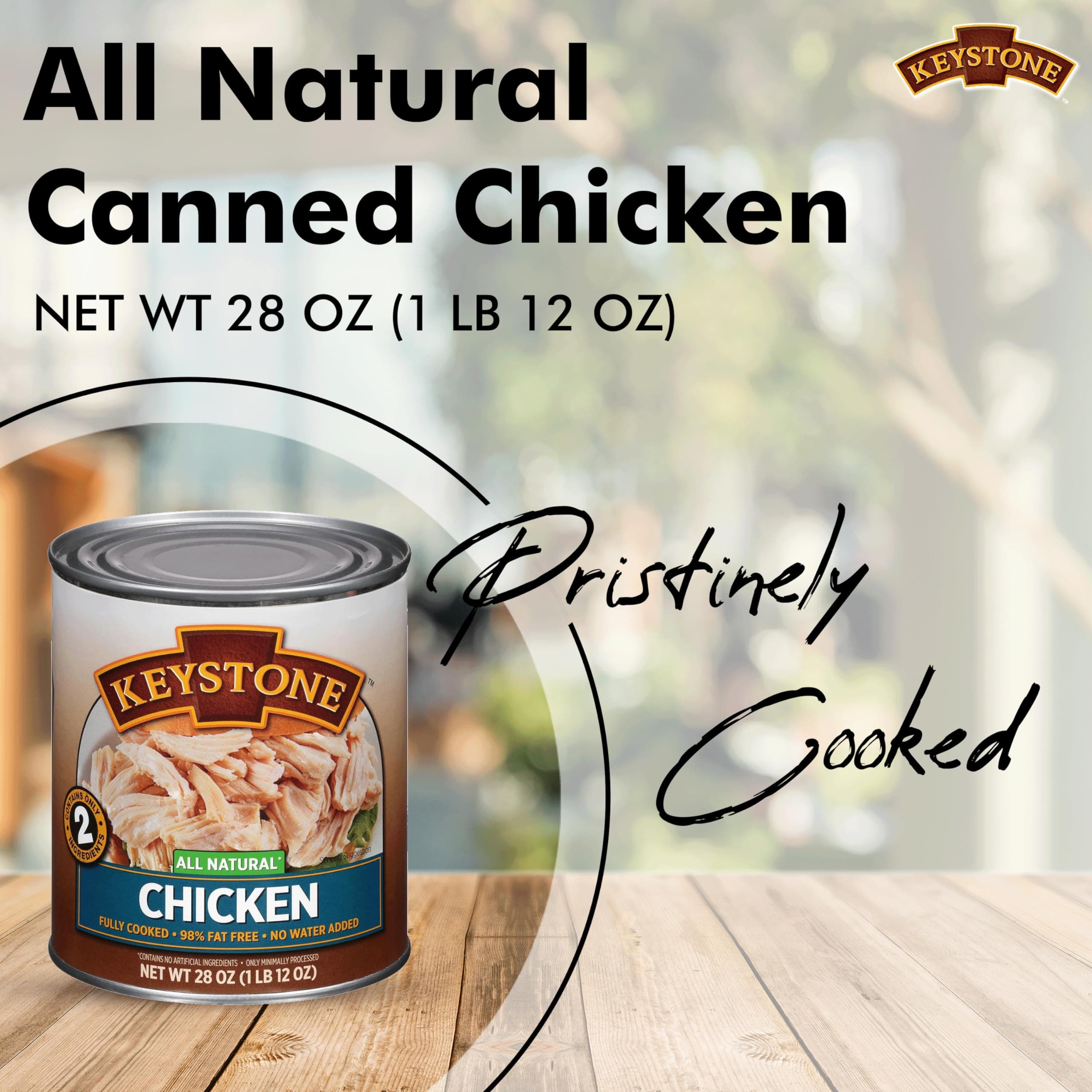 Keystone Meats All Natural Heat and Serve Canned Chicken 28 oz – Fully Cooked Canned Meat – 98% Fat Free – Shelf Stable with 5-Year Shelf Life – Premium Pantry Staple for Everyday Meals – Emergency Survival Canned Food – Ready to Eat – Gluten Free – Made in USA – Pack of 1