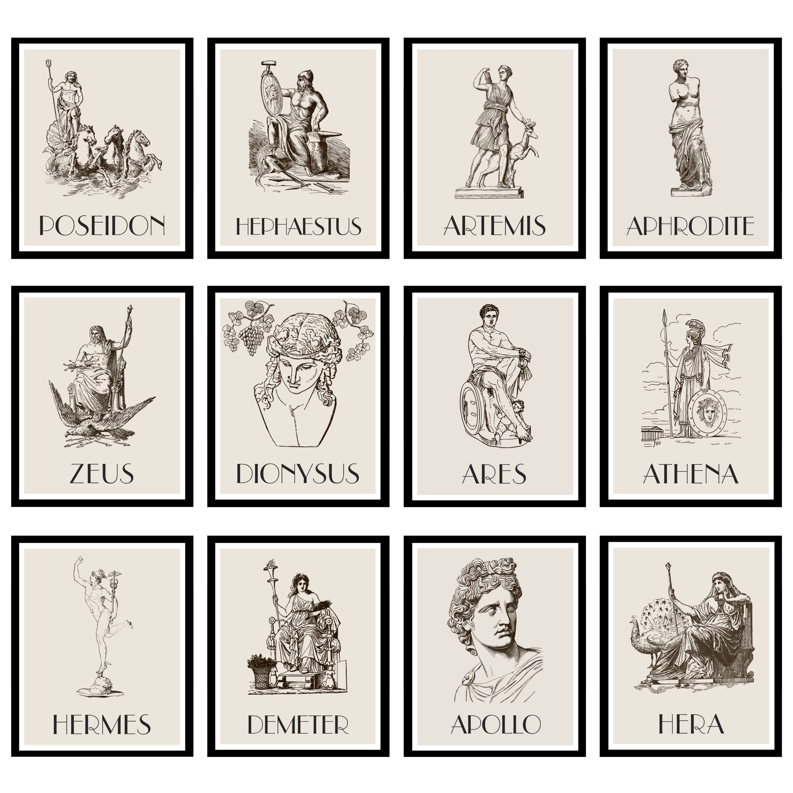 97 Decor Greek Mythology Decor - Greek Decor, Greek Gods Posters, Greek Mythology Gifts, Greek Art Print, Greek Goddess Decoration, Aphrodite Poster Poseidon Athena Goddess Decor (8x10 Unframed)
