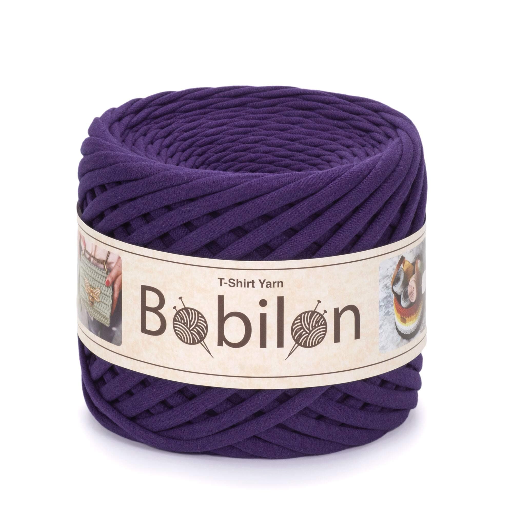 T-Shirt Yarn Fettuccini Zpagetti Style, 7-9 mm Yarn for Crocheting, Knitting, Macrame, Ribbon Cotton Fabric, Violet