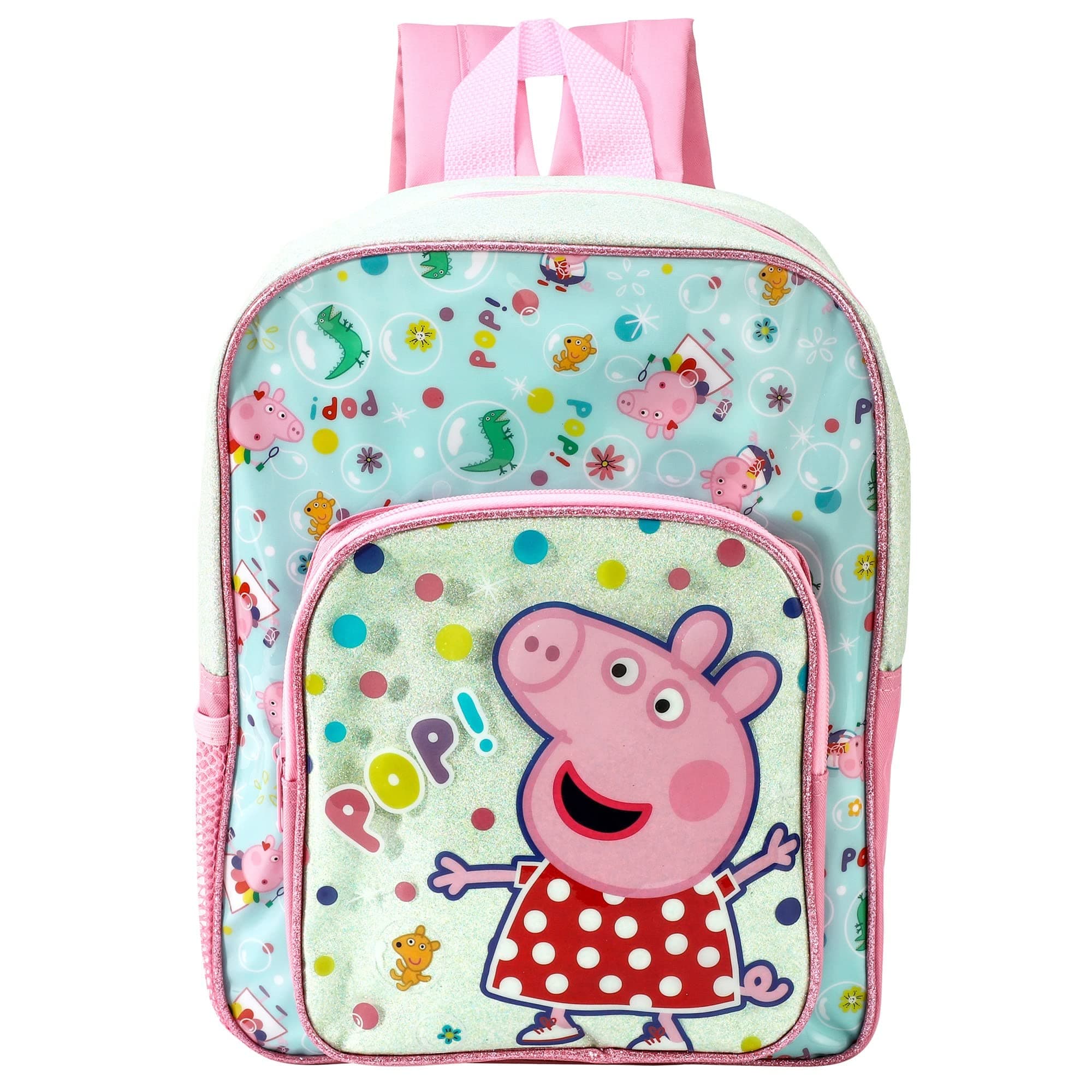 Peppa PIG POP Deluxe Glitter Premium School Backpack Front Pocket Kids Rucksack Bag 588