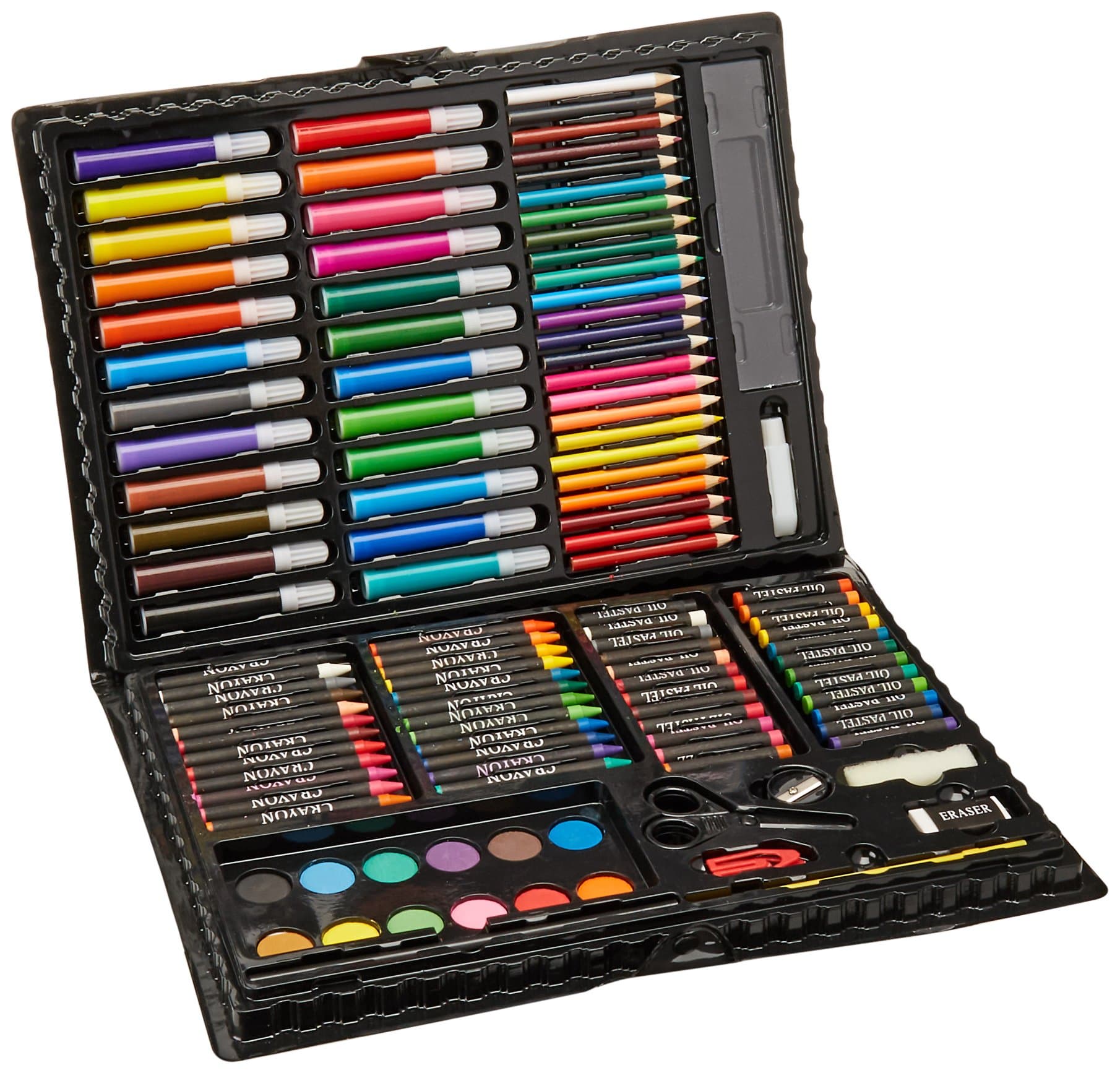 Darice120-Piece Deluxe Art Set – Art Supplies for Drawing, Painting and More in a Plastic Case - Makes a Great Gift for Children and Adults
