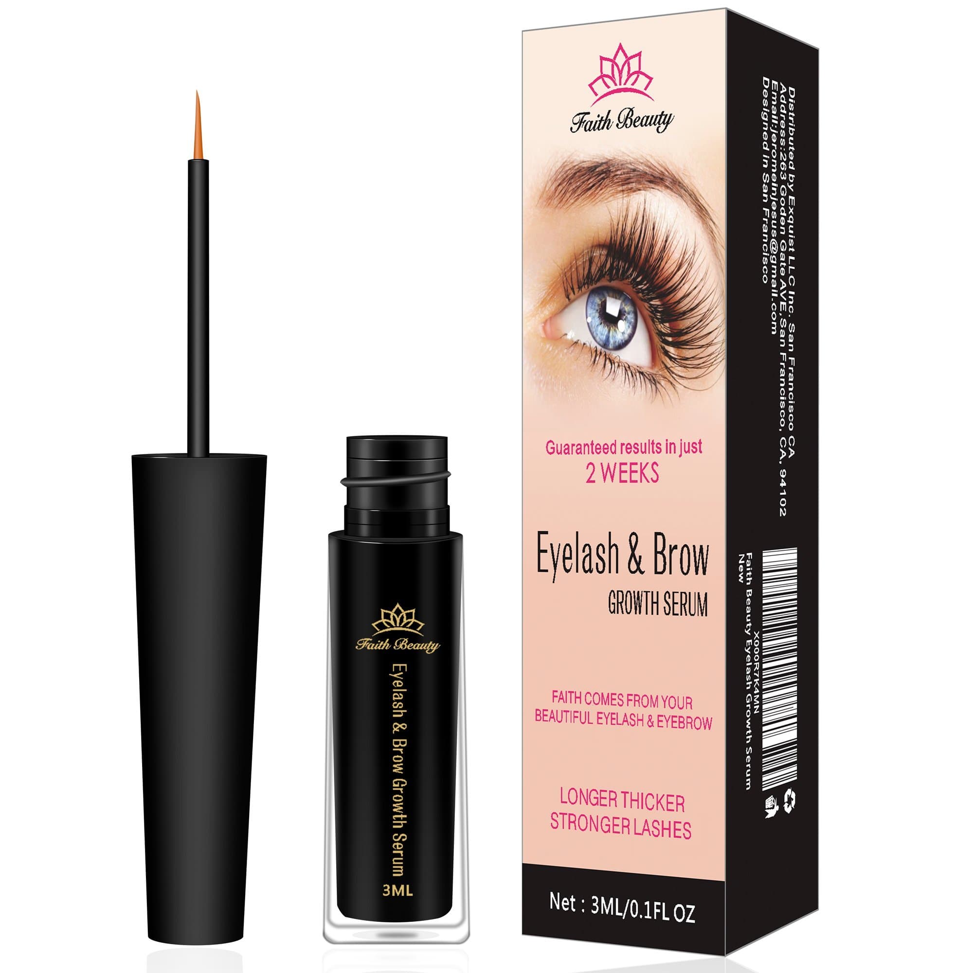 Faith Beauty Eyelash & Eyebrow Growth Serum (High Potency) Grow Longer, Fuller, Thicker Eyelash& Brow.(3 ML)