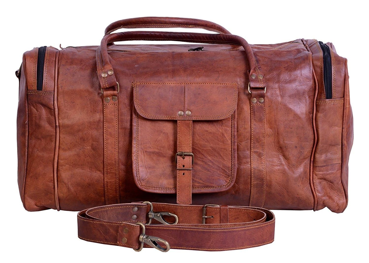 TheWilSwank 24" Inch Vintage Leather Duffel Travel Gym Sports Overnight Weekend SALE