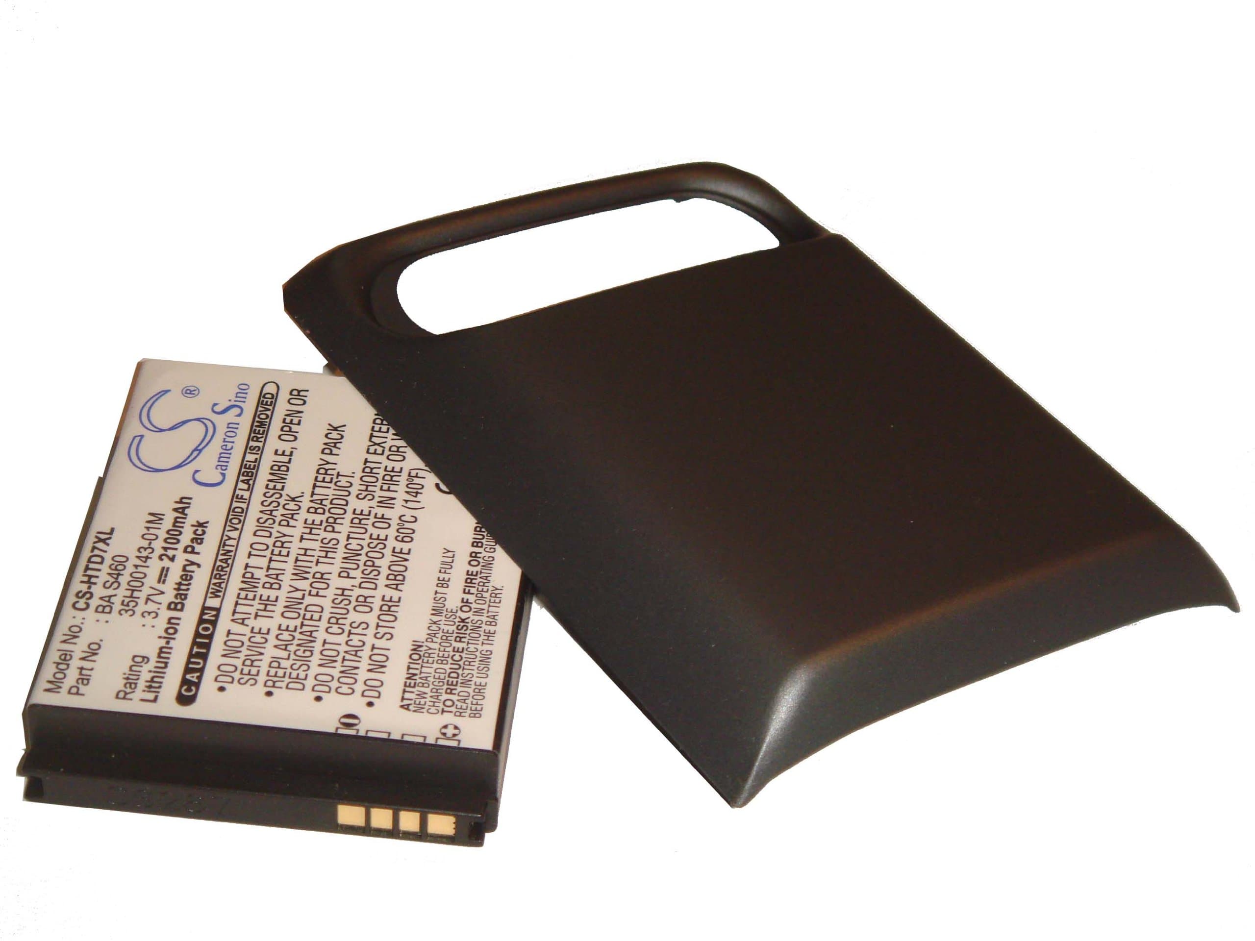EXTENDED AKKU LI-ION 2100mAh passend für HTC HD7, T9292, PD29110 ersetzt BA S460, BD29100, 35H00143-01M mit Gehäusedeckel