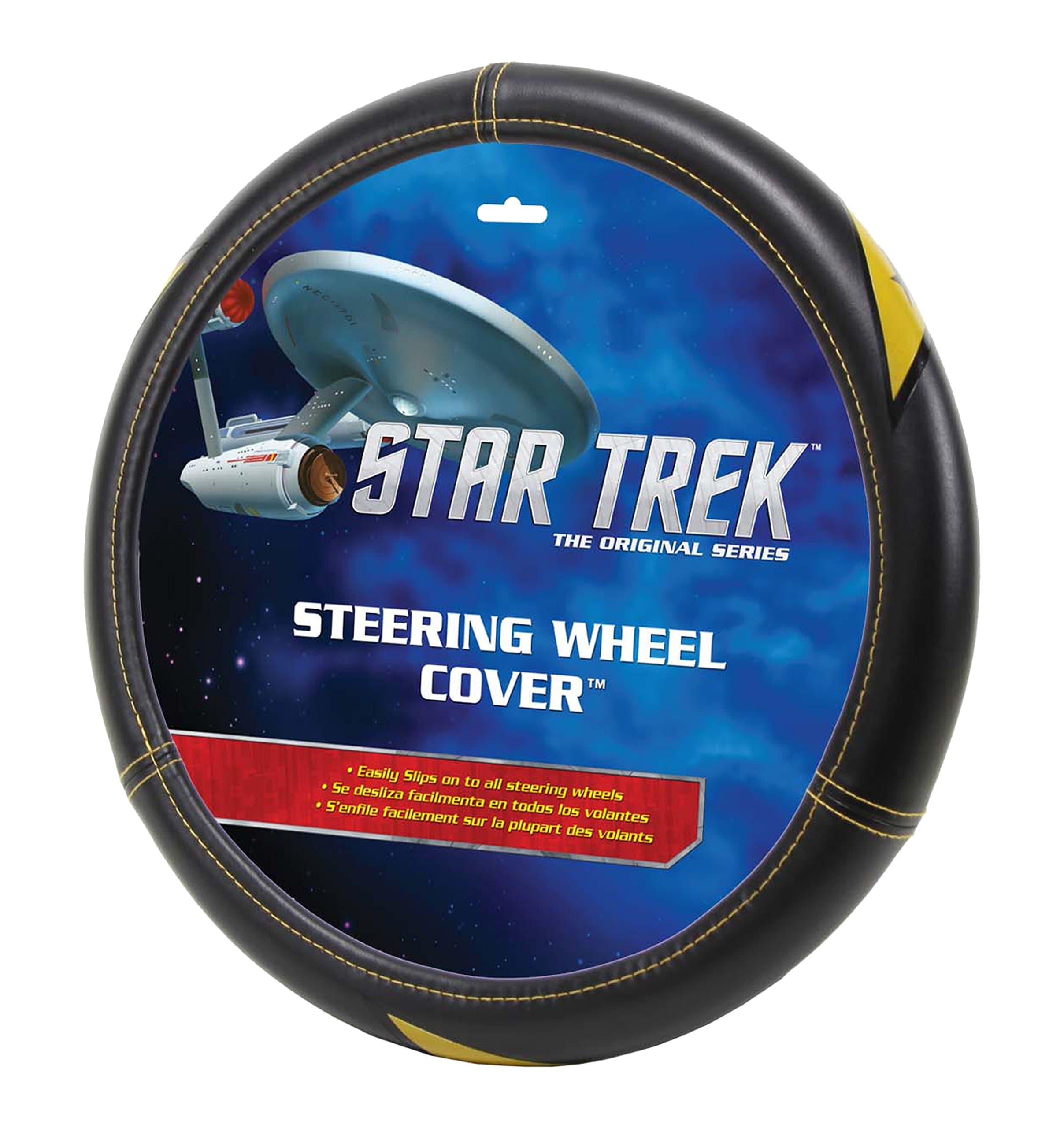 Plasticolor 006489R01 Black Steering Wheel Cover (Star Trek Delta Logo)