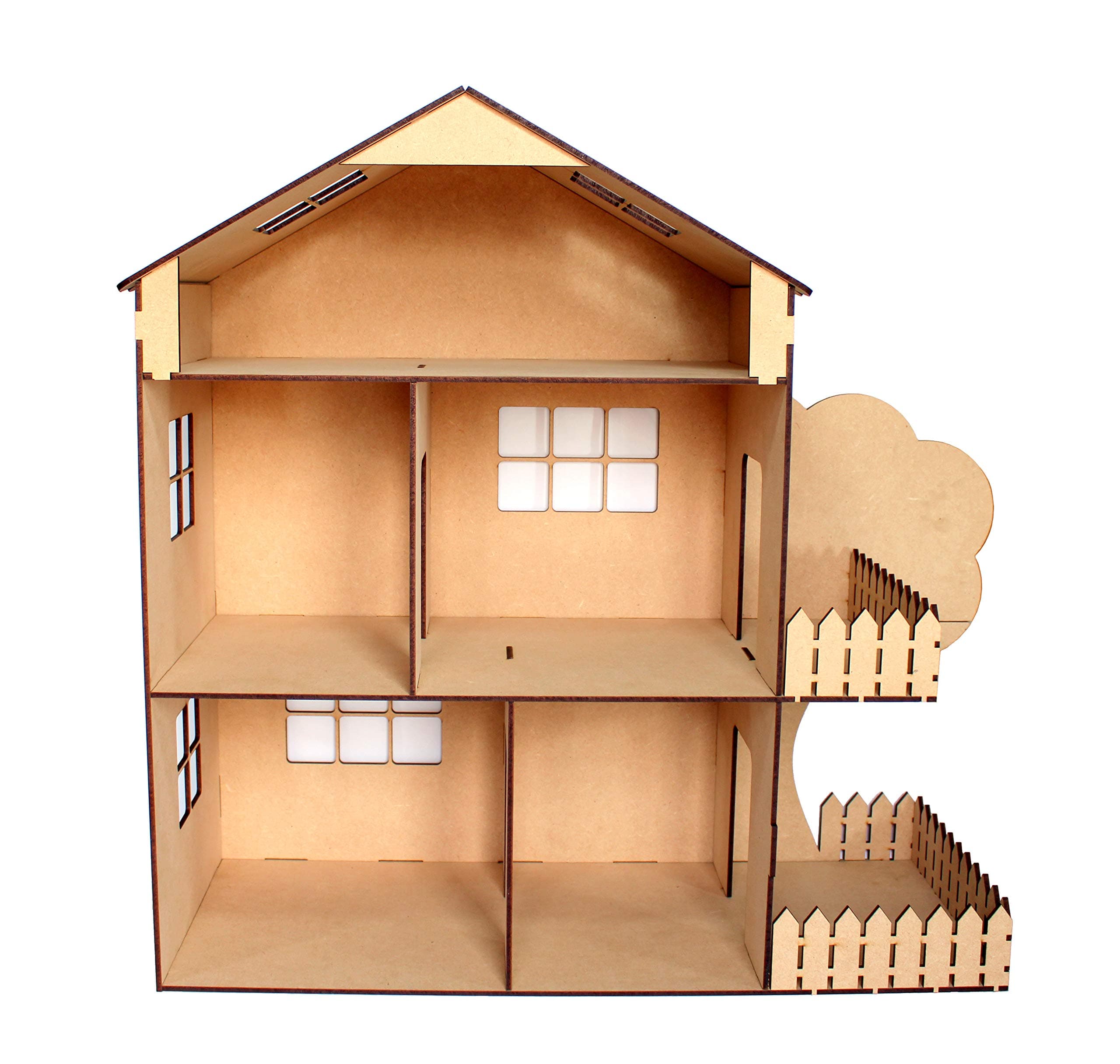 Wooden dollhouse doll play house Big Size - construction toy, modeling kit - easy to assemble (dollhouse plain) - pine wood, Beige (Pack of 1 set)