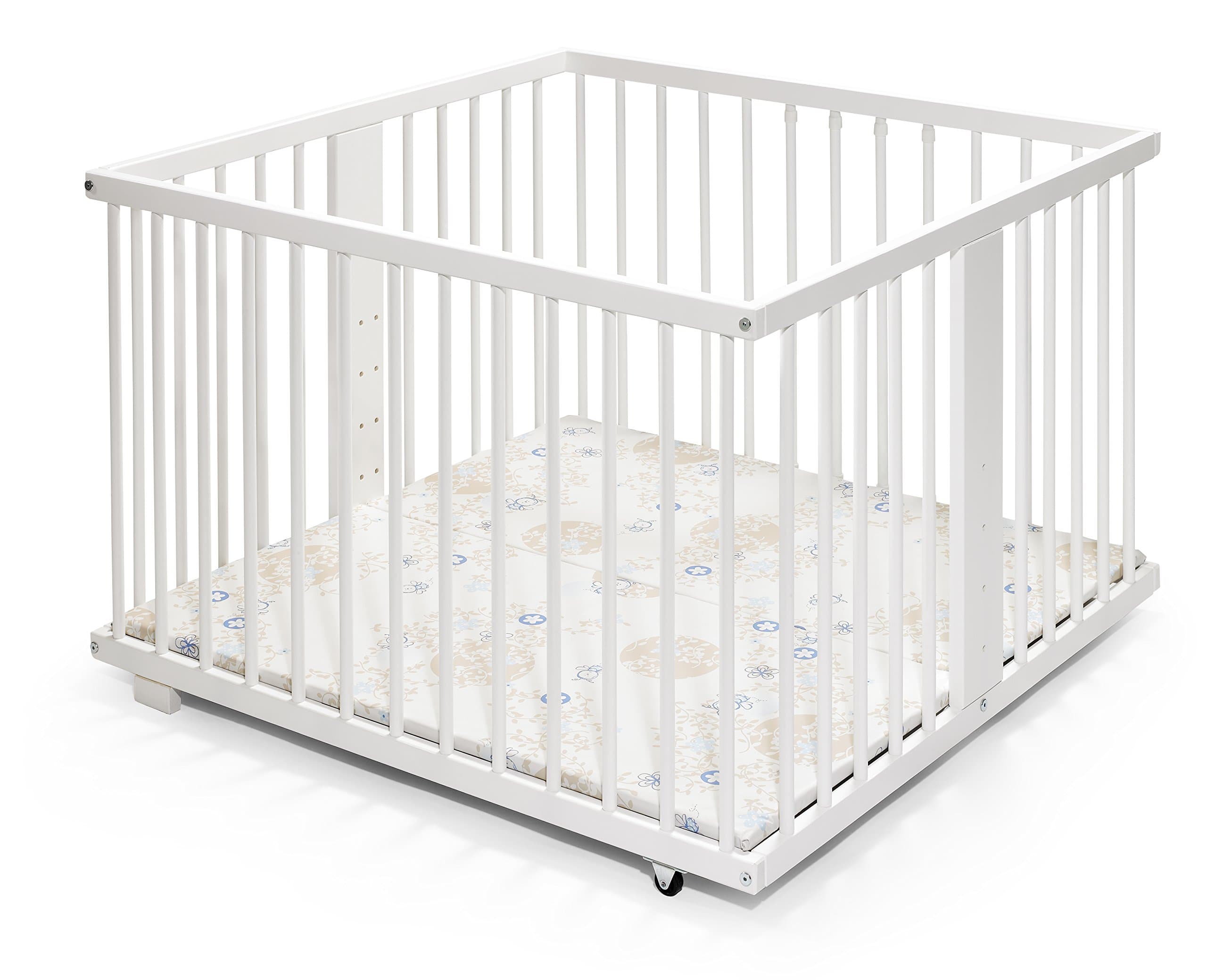 Baby Playpen | Wooden | 100x100 cm | white