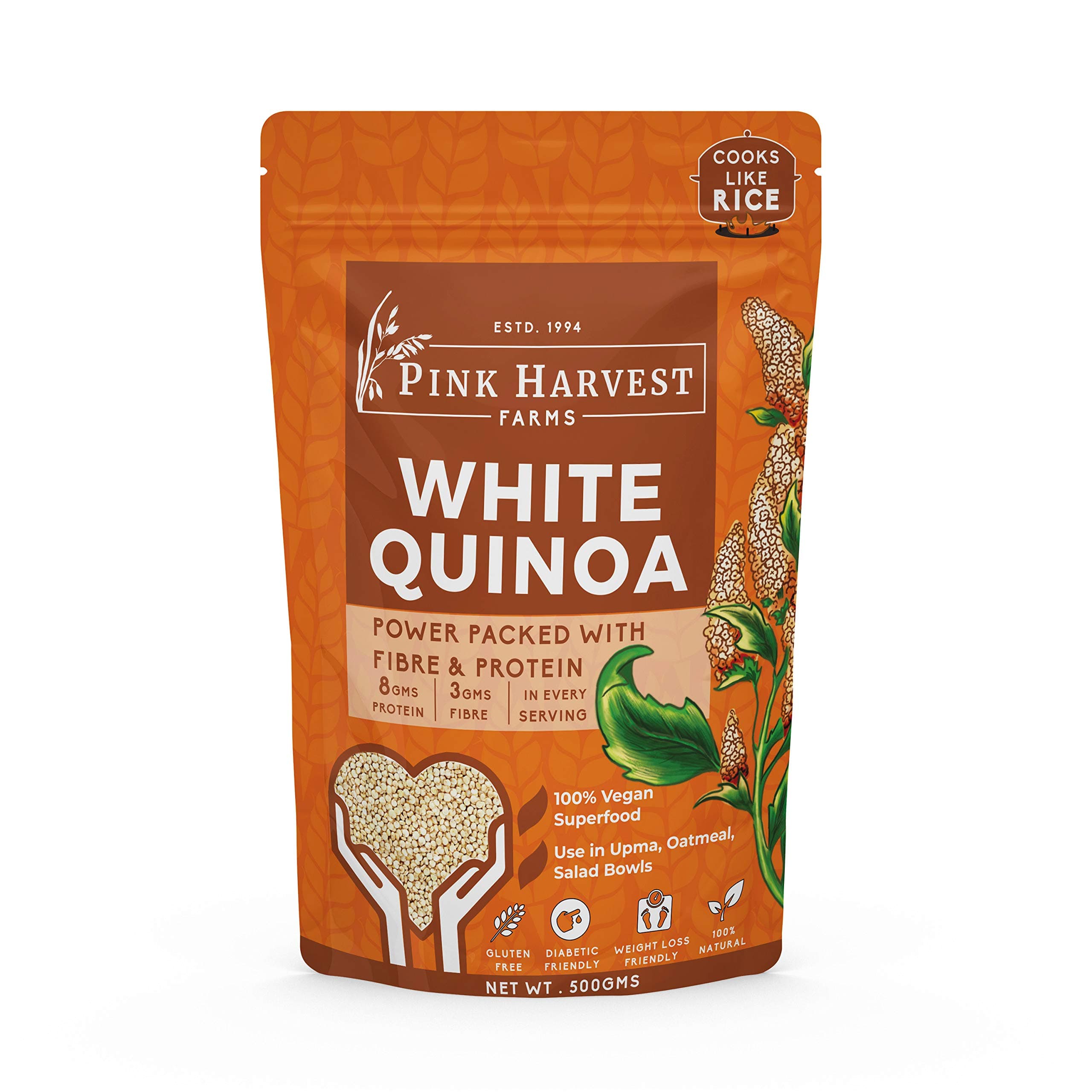 Pink Harvest Farms White Quinoa Pouch, 500 Gm