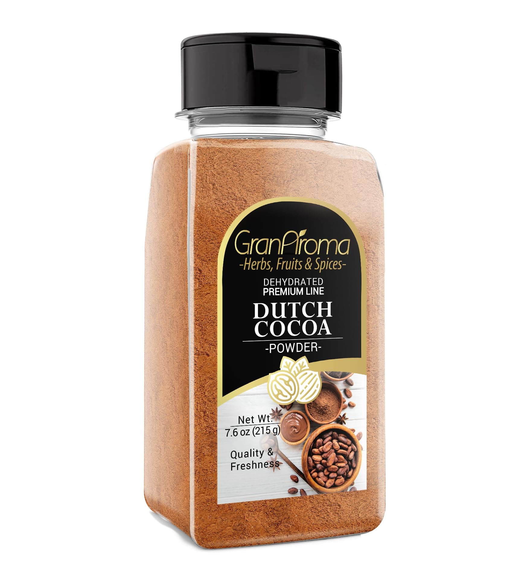 GranAroma Dutch Cocoa Powder, 7.6 oz, Baking Cocoa, Hot Chocolate, Cakes & Cookies