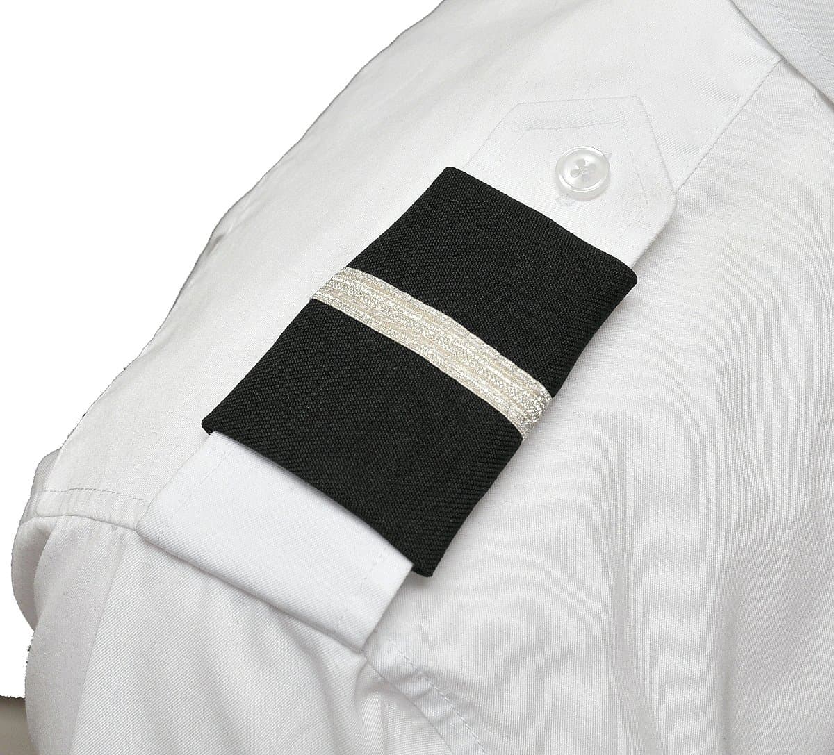 Flight Student One Bar Epaulets Silver Metallic on Black