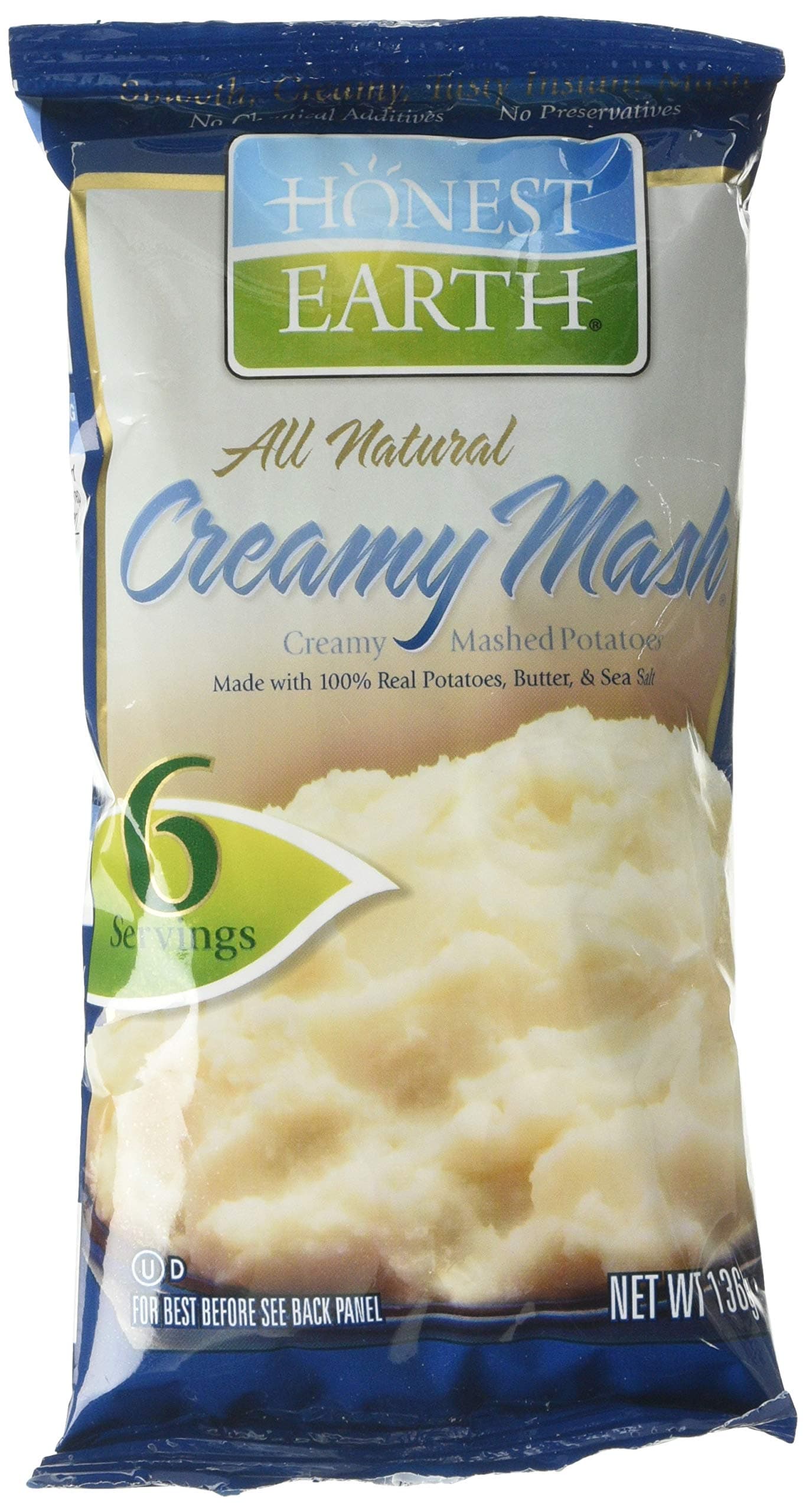 Honest Earth All Natural Instant Creamy Mashed Potatoes Approx 48 Servings 8 Sachets- 6 Servings Each 1088g