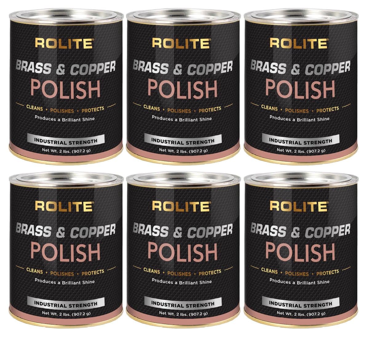 Rolite Brass and Copper Polish - Instant Polishing and Tarnish Removal Cream, Metal Cleaner and Brightener for Antiques, Cookware, Jewelry, and More, 2 Pound, Pack of 6