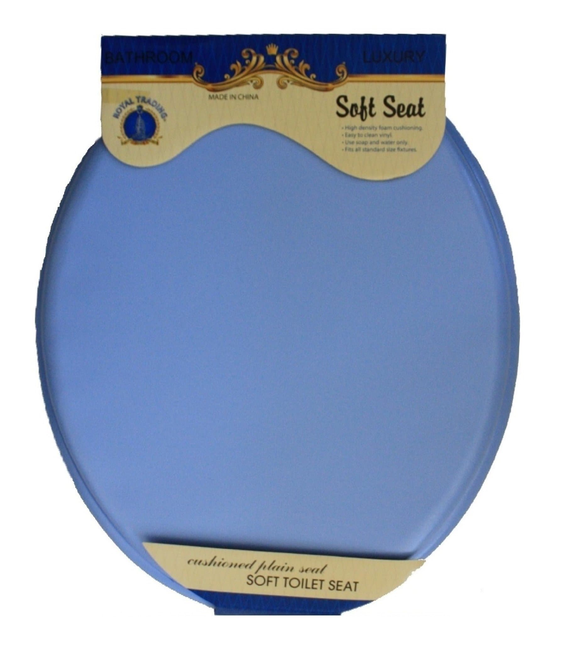 Ultra-Soft Standard Round Toilet Seat with Plastic Hinges (Blue)