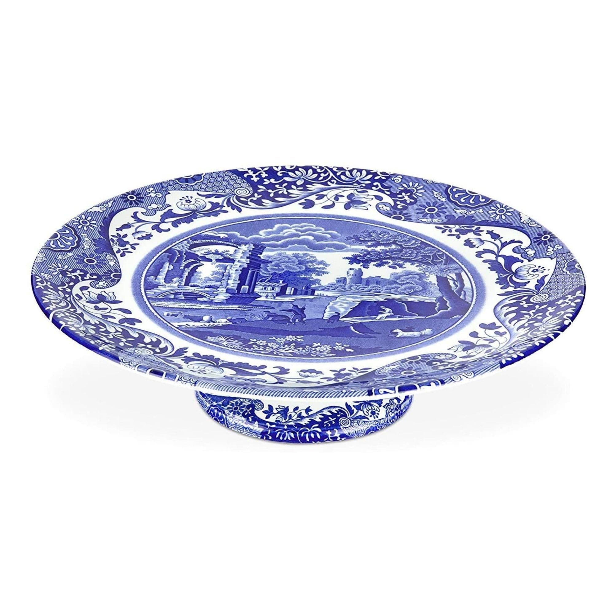 Blue Italian Collection Cake Stand, 10.5-Inch, Blue, Footed Cake Plate, Cake Tray, Cupcake Stand for Parties, Dessert Serving Dish, Dishwasher Safe