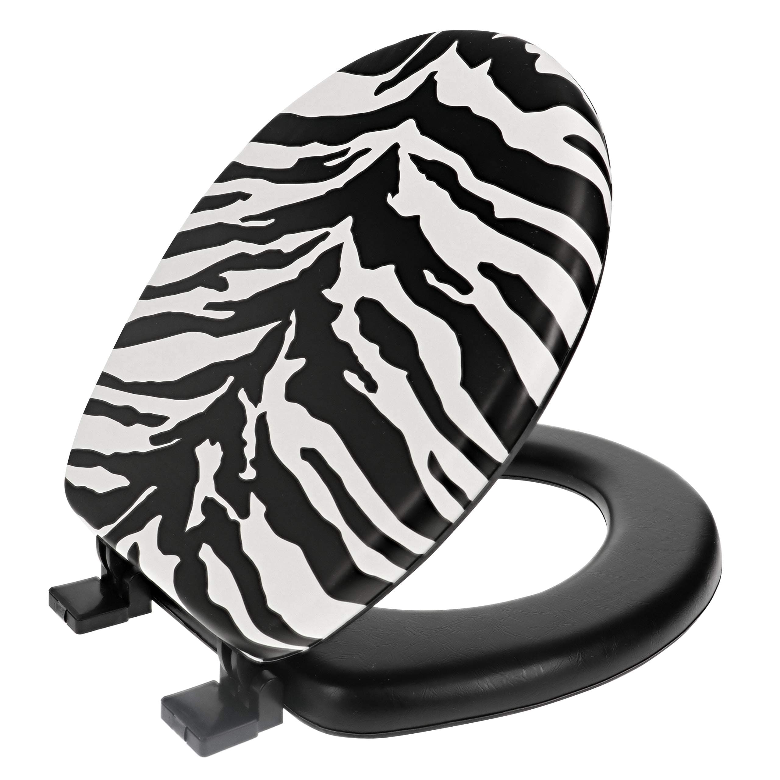 Ginsey Home Solutions Ginsey Soft Padded Plastic Hinges, Zebra Round Toilet Seat, Other
